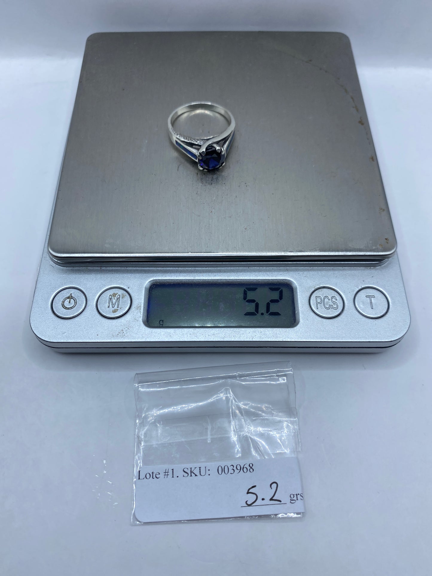 Anillo de Plata Ópalo de Fuego Azul — Clásico Taxco — foto 6