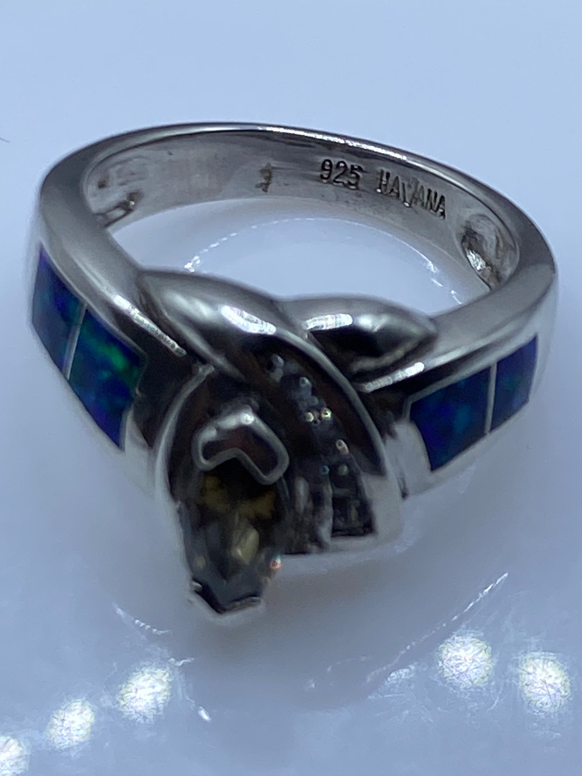 Anillo de Plata Ópalo de Fuego Azul — Diseño Escultórico — foto 5