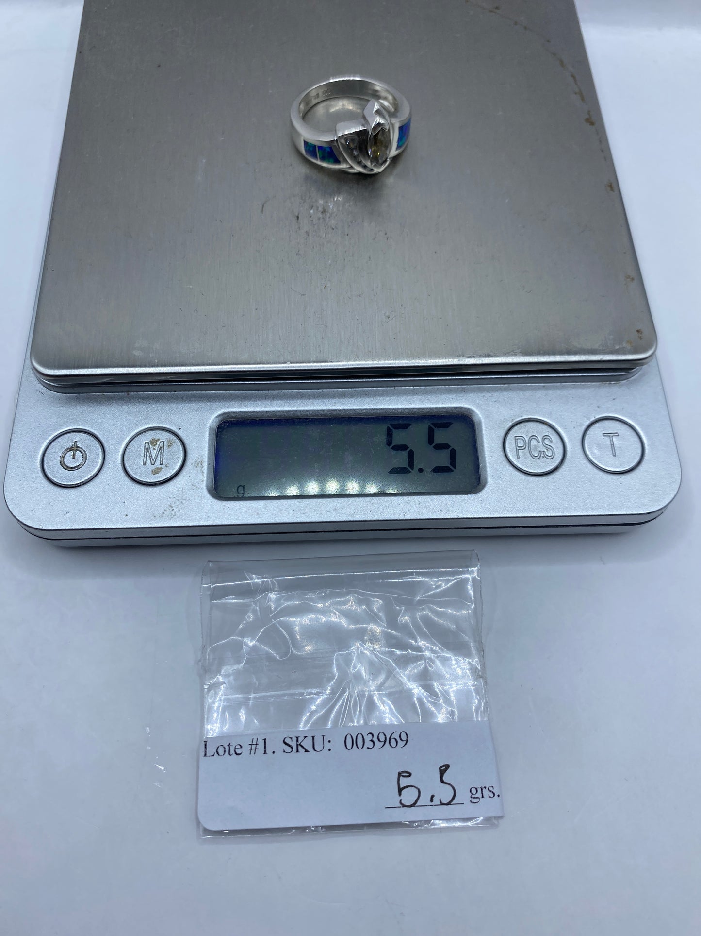 Anillo de Plata Ópalo de Fuego Azul — Diseño Escultórico — foto 6