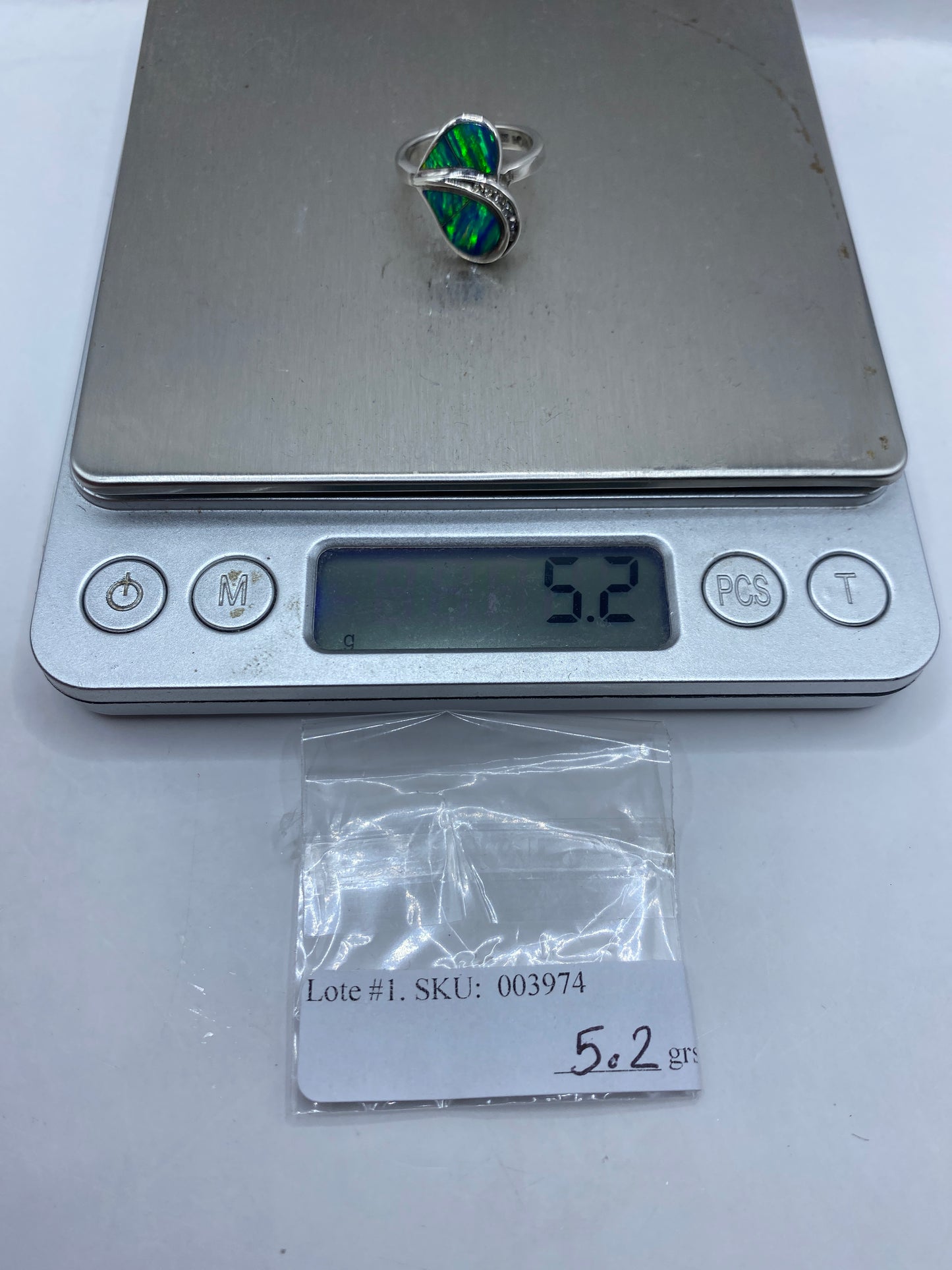Anillo de Plata Ópalo de Fuego Azul Asimétrico — foto 6