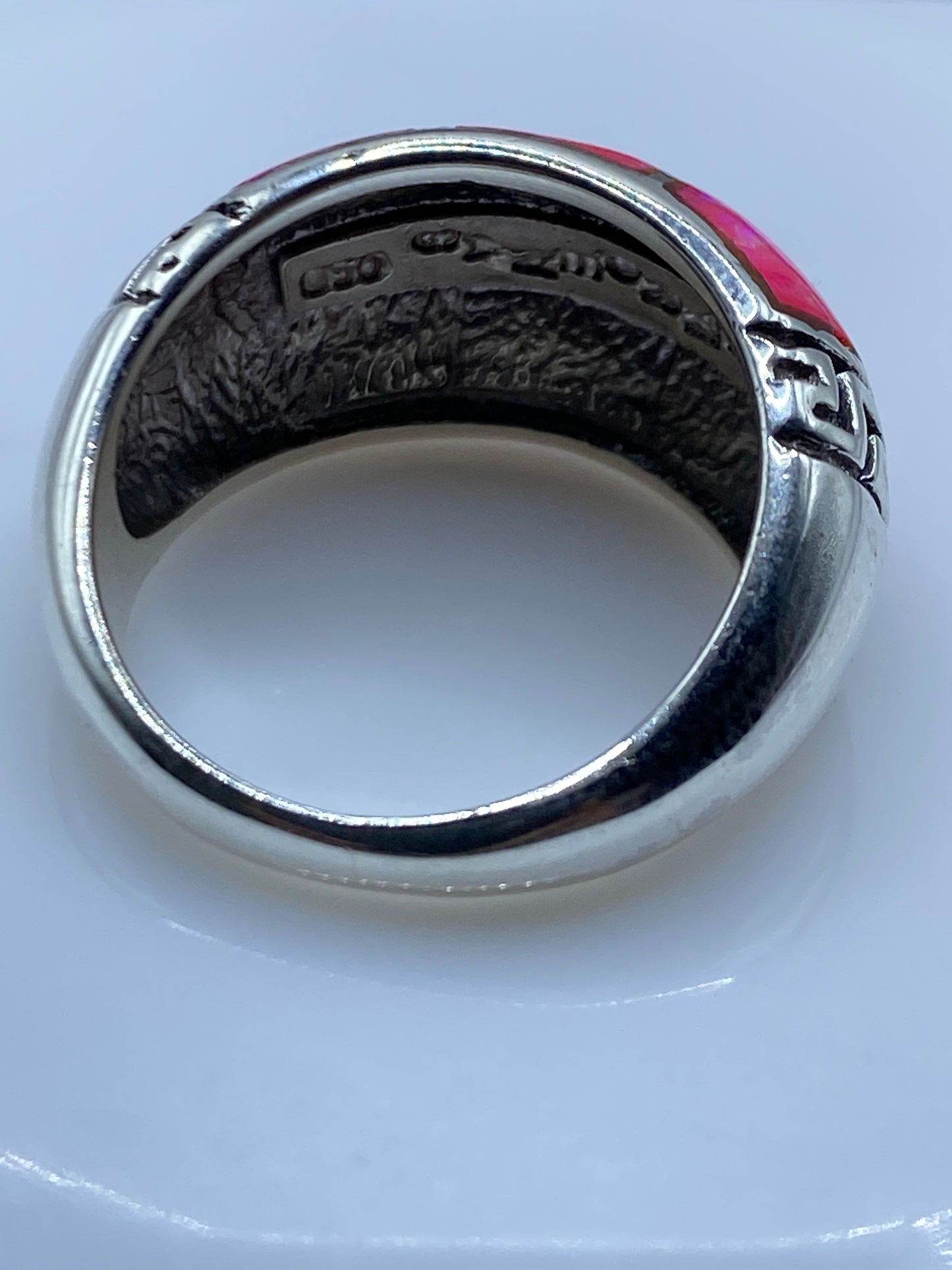 Anillo de Plata .950 Ópalo de Fuego Rosa — Joya Única — foto 5