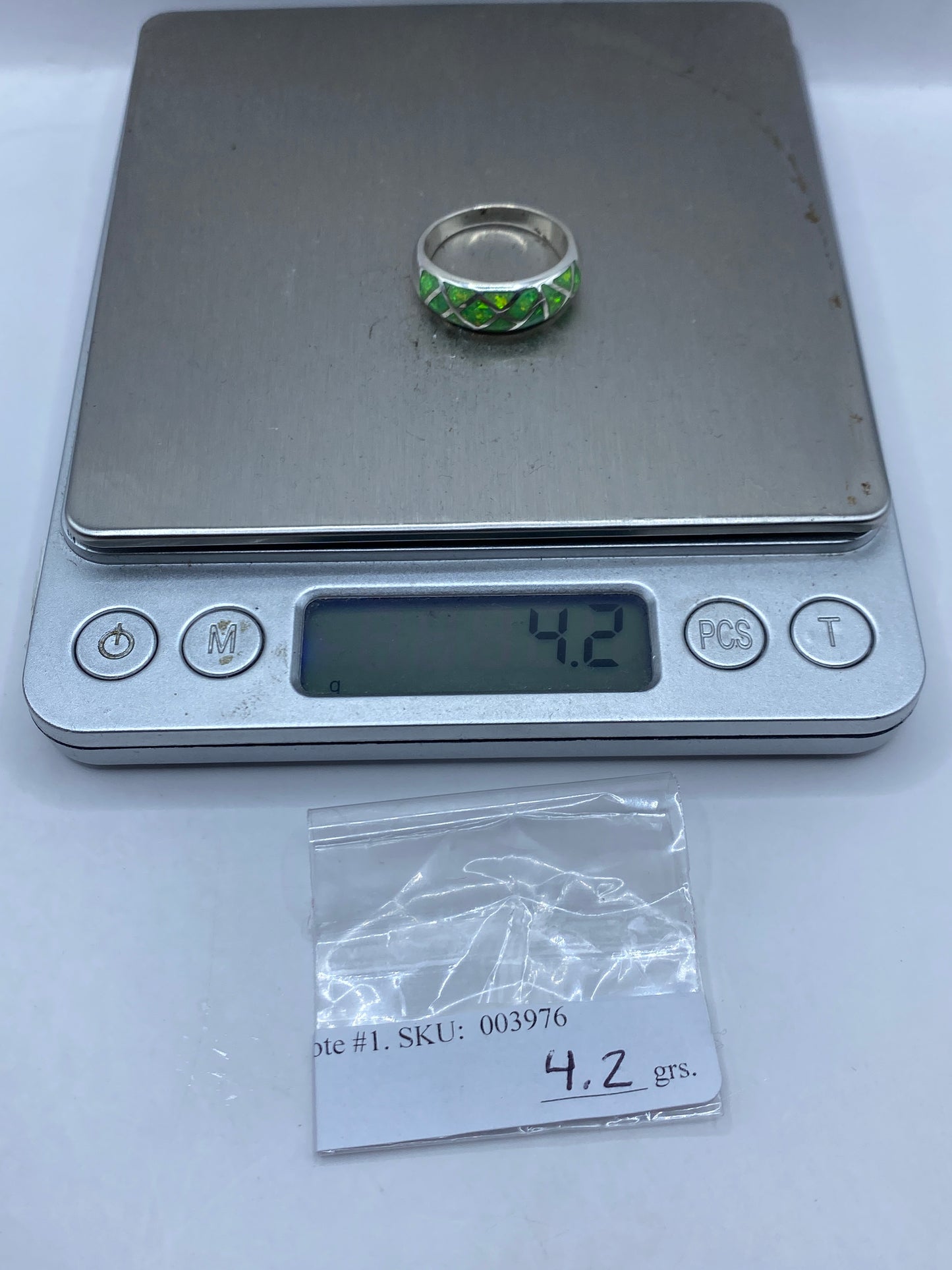 Anillo de Plata .950 Ópalo de Fuego Verde Limón — foto 6