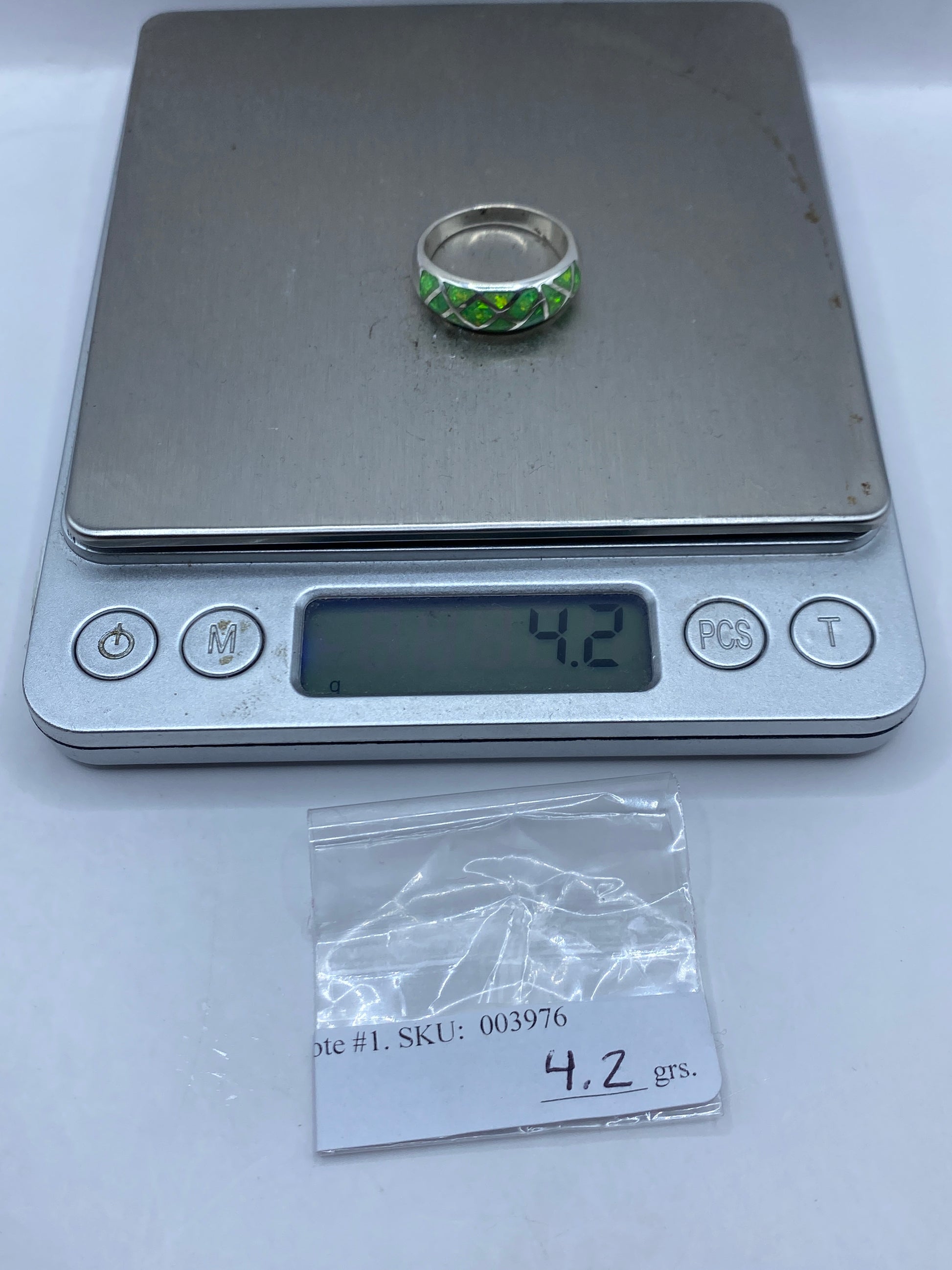 Anillo de Plata .950 Ópalo de Fuego Verde Limón — foto 6