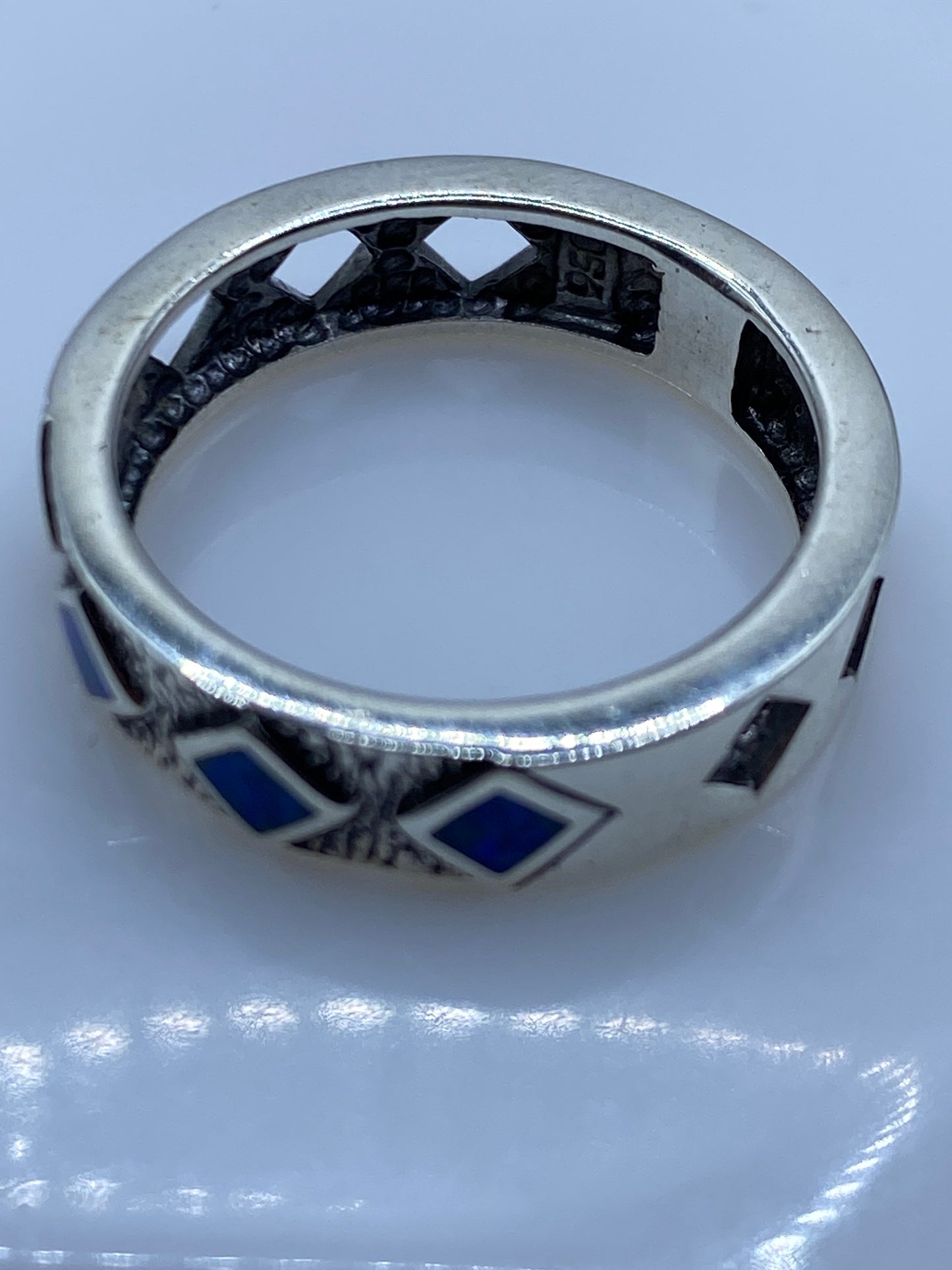Anillo de Plata .950 Ópalo de Fuego Azul — Geométrico Taxco — foto 5