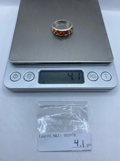 Anillo de Plata Ópalo de Fuego Naranja Geométrico — Unisex — foto 6