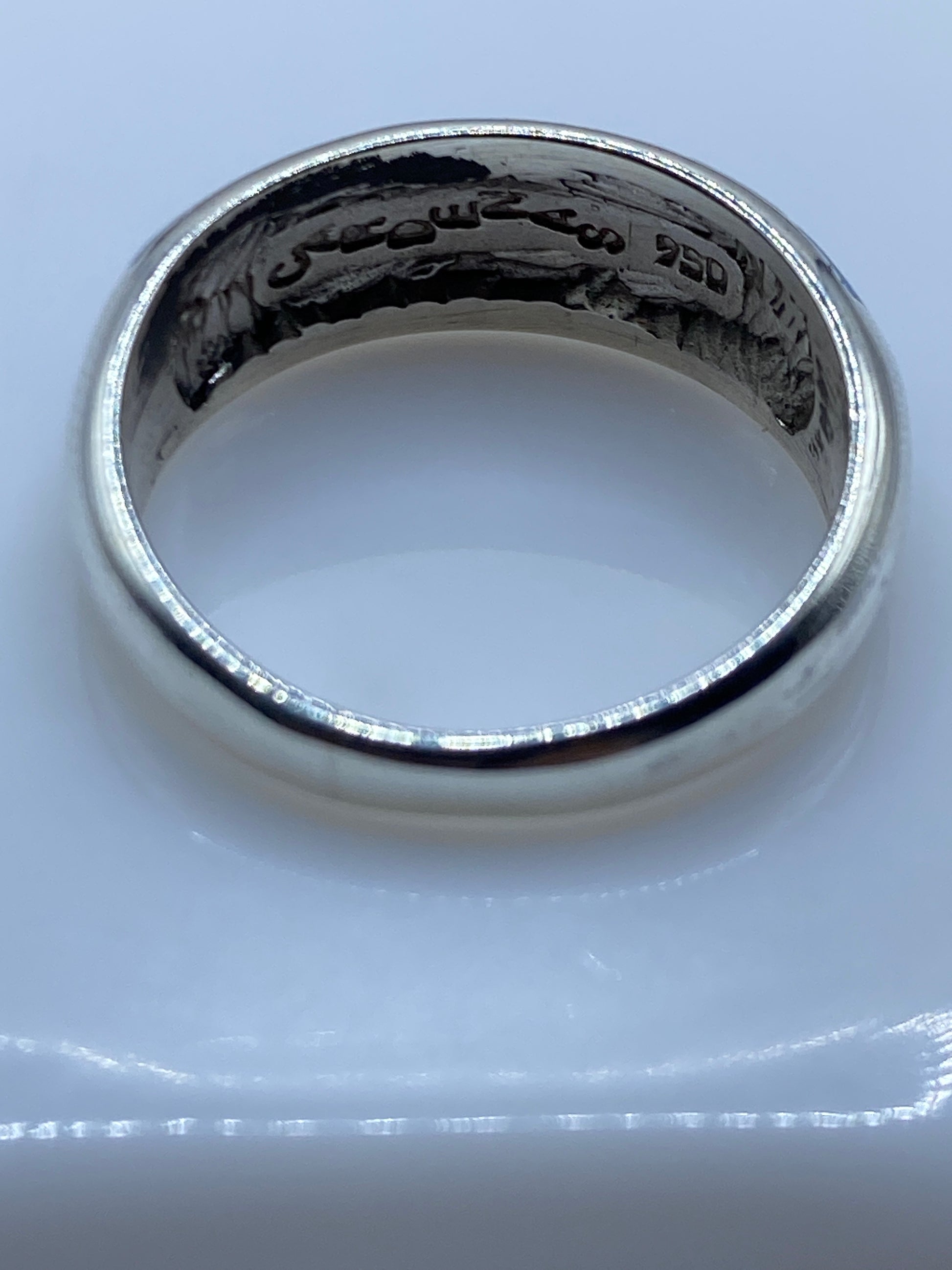 Anillo de Plata .950 Ópalo de Fuego Azul — Diseño Contemporáneo — foto 5