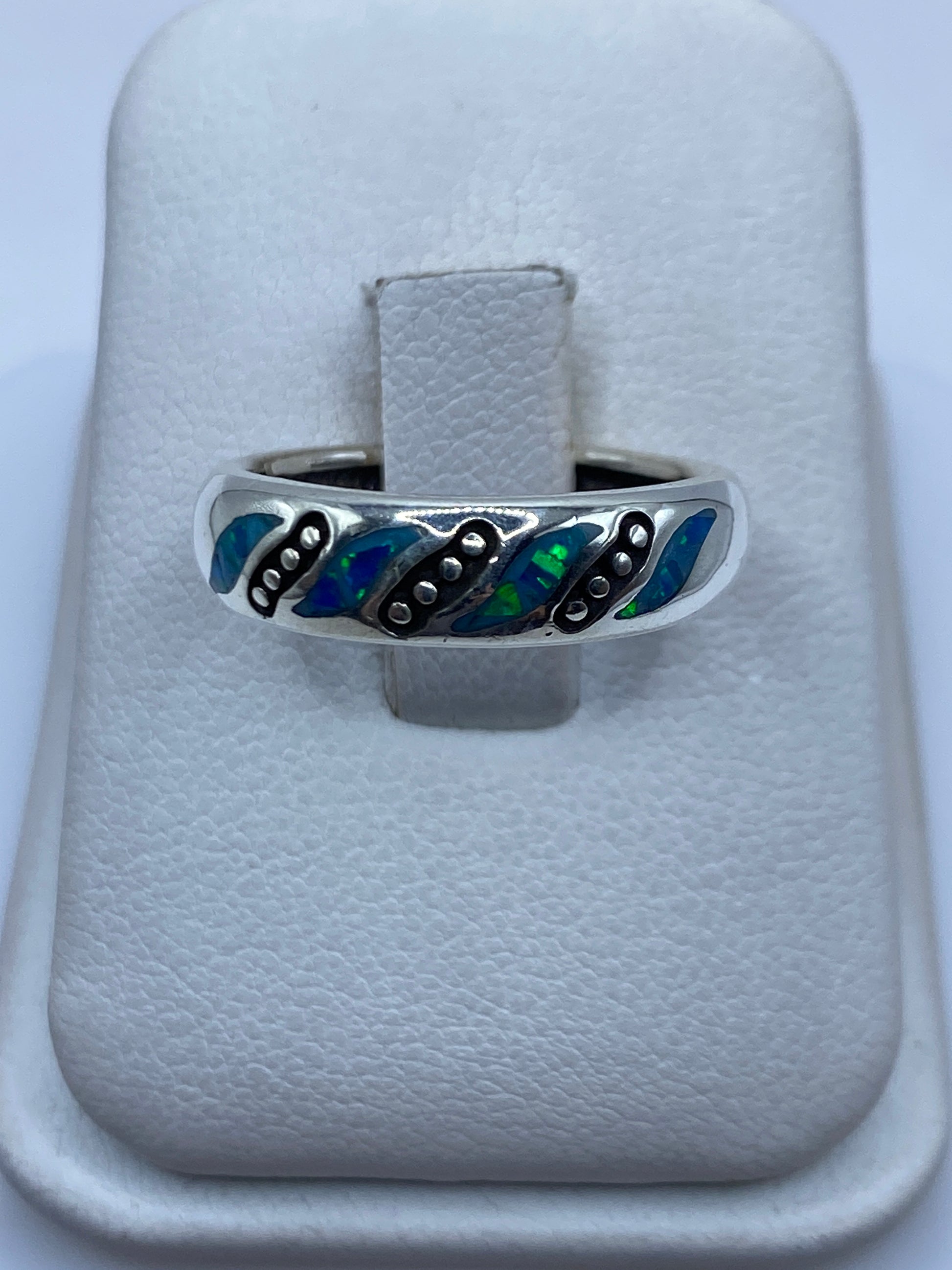 Anillo de Plata .950 Ópalo de Fuego Azul — Unisex — foto 1
