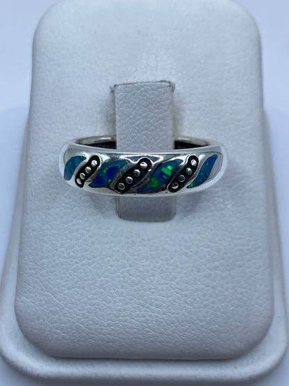 Anillo de Plata .950 Ópalo de Fuego Azul — Unisex — foto 1
