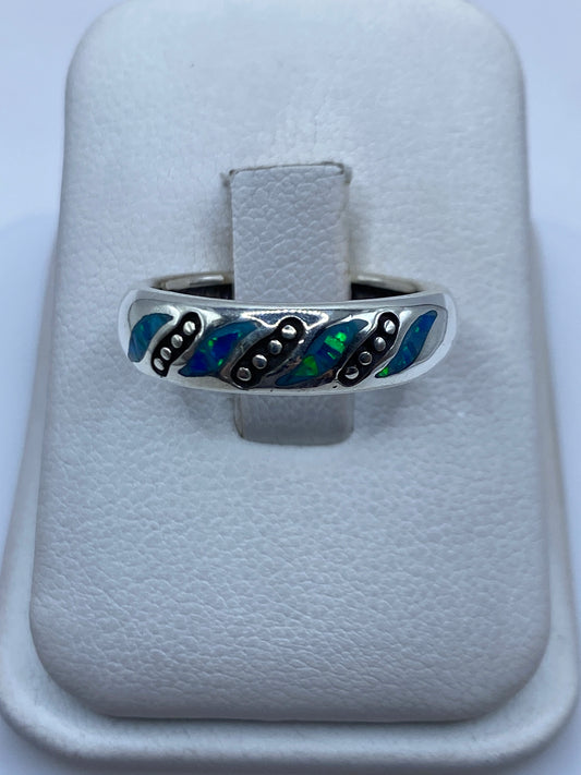 Anillo de Plata .950 Ópalo de Fuego Azul — Unisex — foto 1