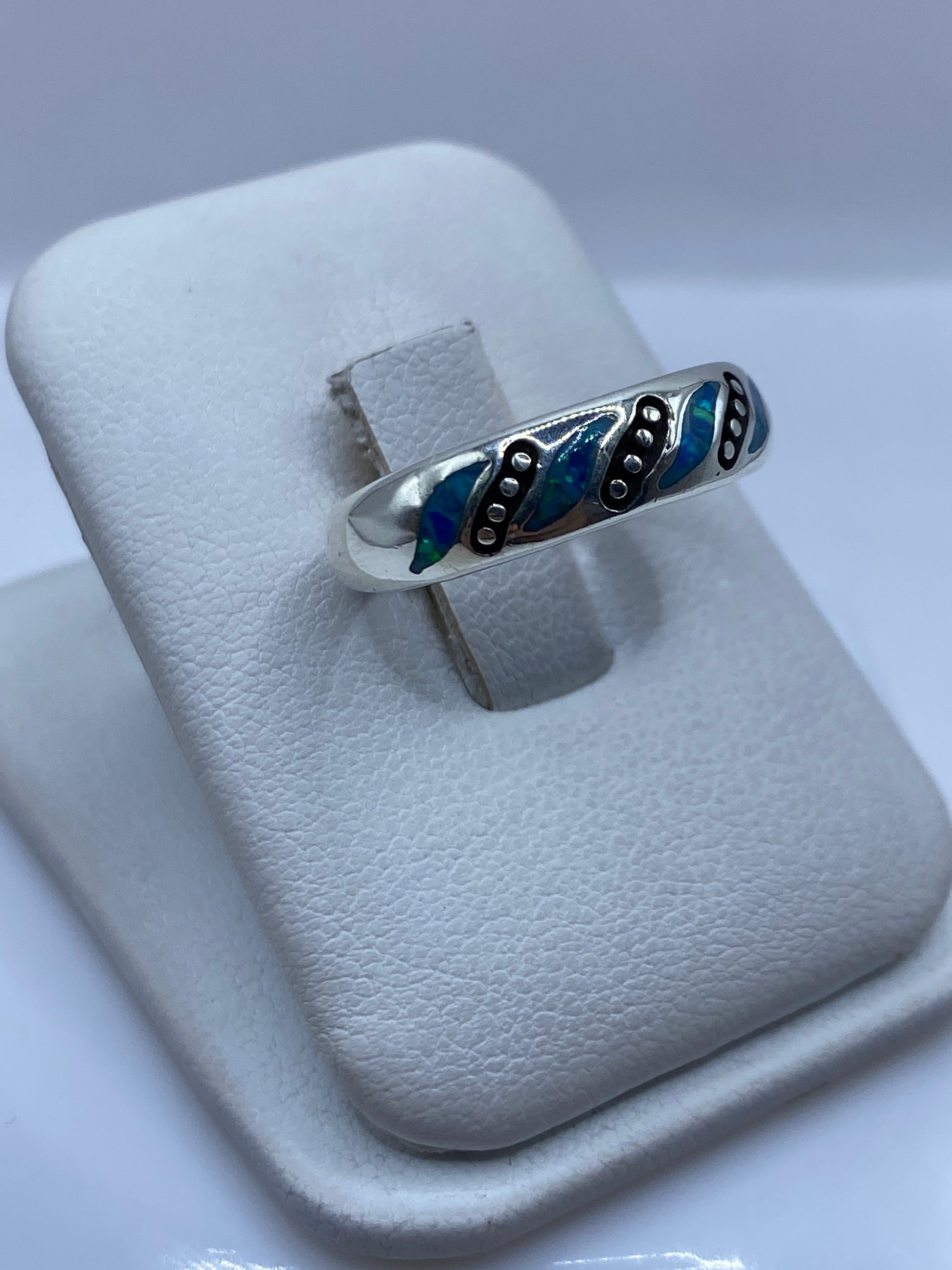 Anillo de Plata .950 Ópalo de Fuego Azul — Unisex — foto 2