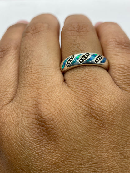 Anillo de Plata .950 Ópalo de Fuego Azul — Unisex — foto 4