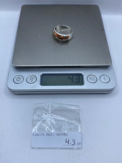 Anillo de Plata .950 Ópalo de Fuego Naranja — Diseño Geométrico — foto 5