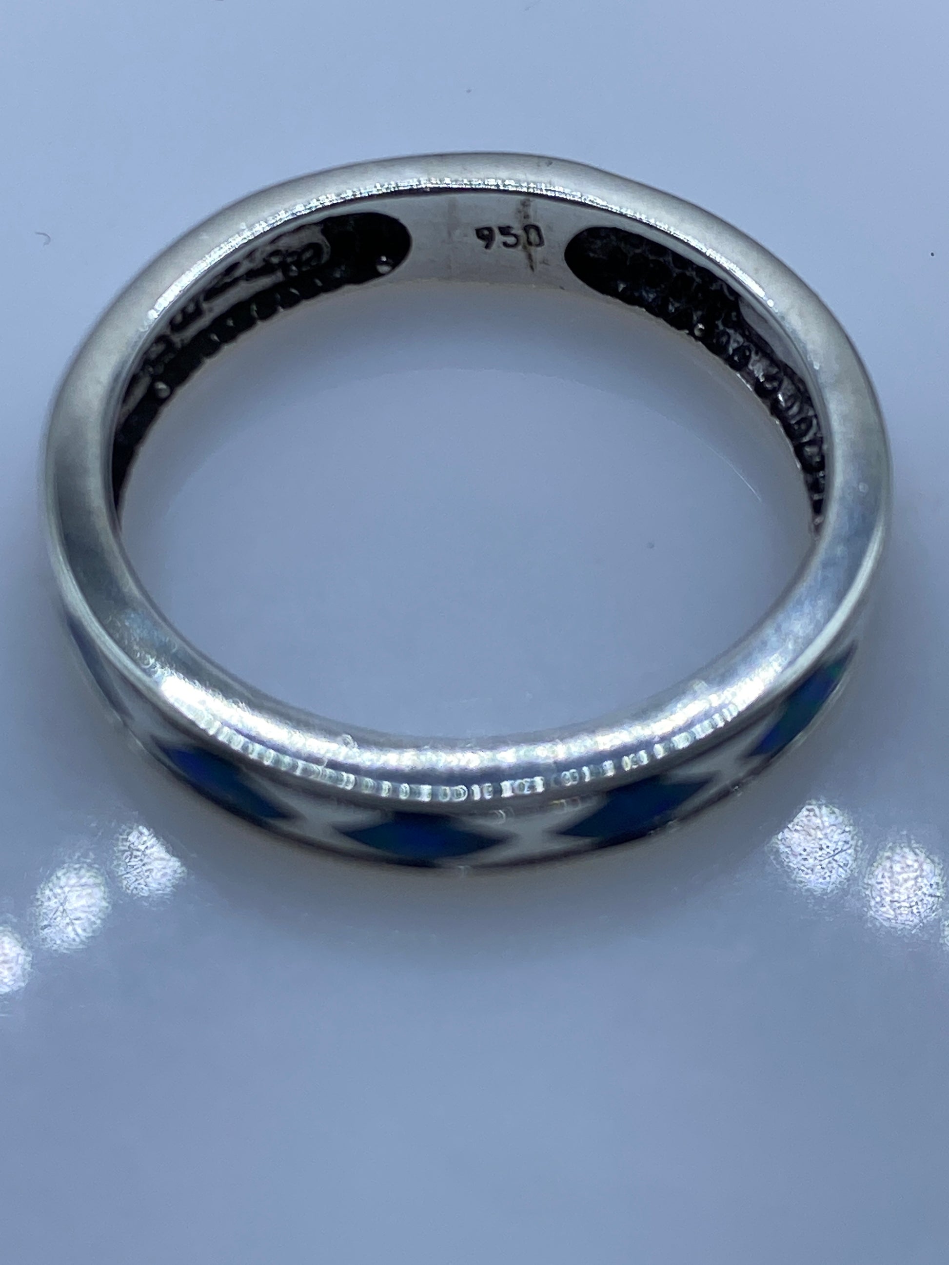 Anillo de Plata .950 Ópalo de Fuego Azul — Unisex — foto 5