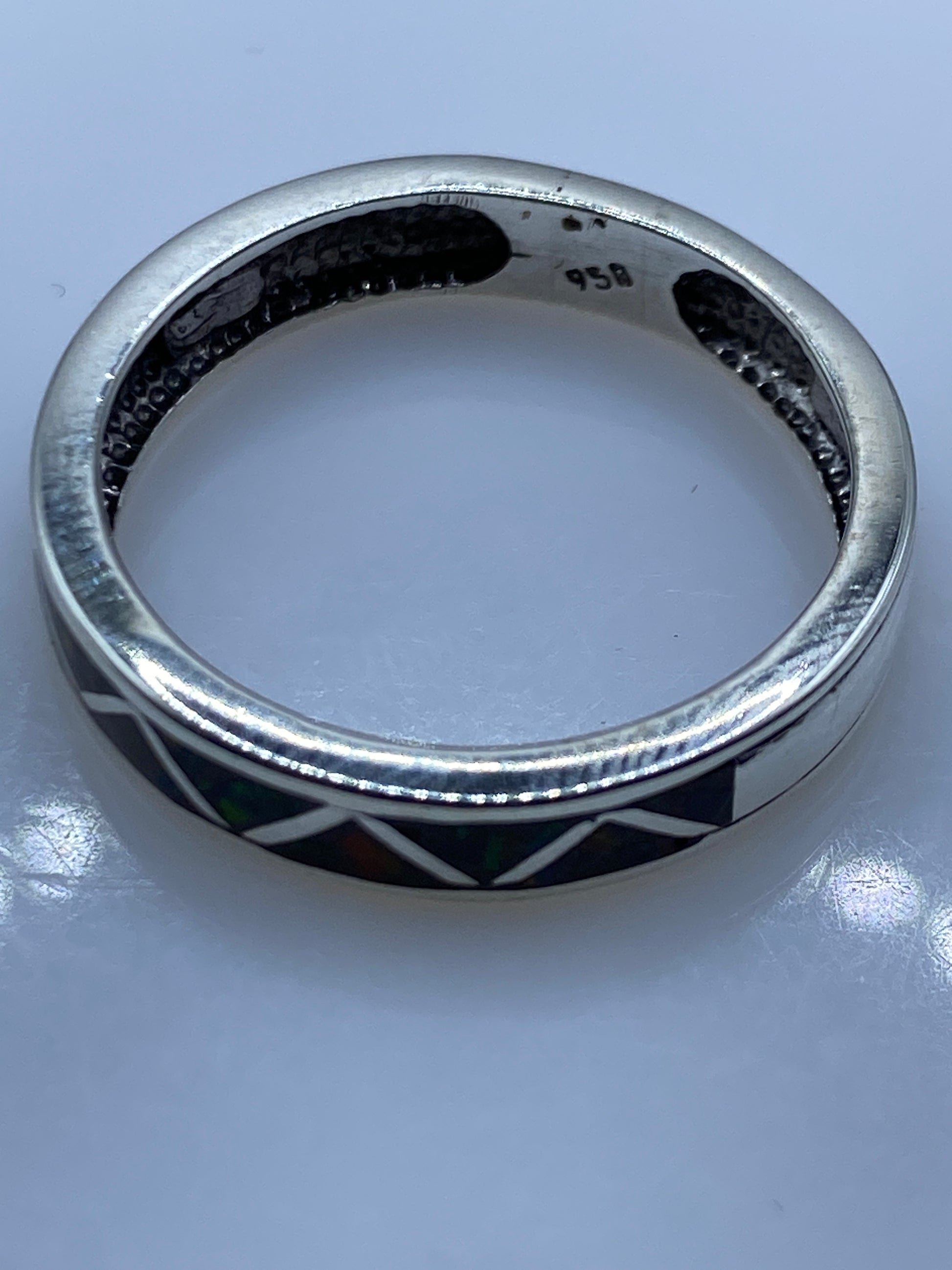 Anillo de Plata Ópalo de Fuego Geométrico — Pieza Única — foto 5