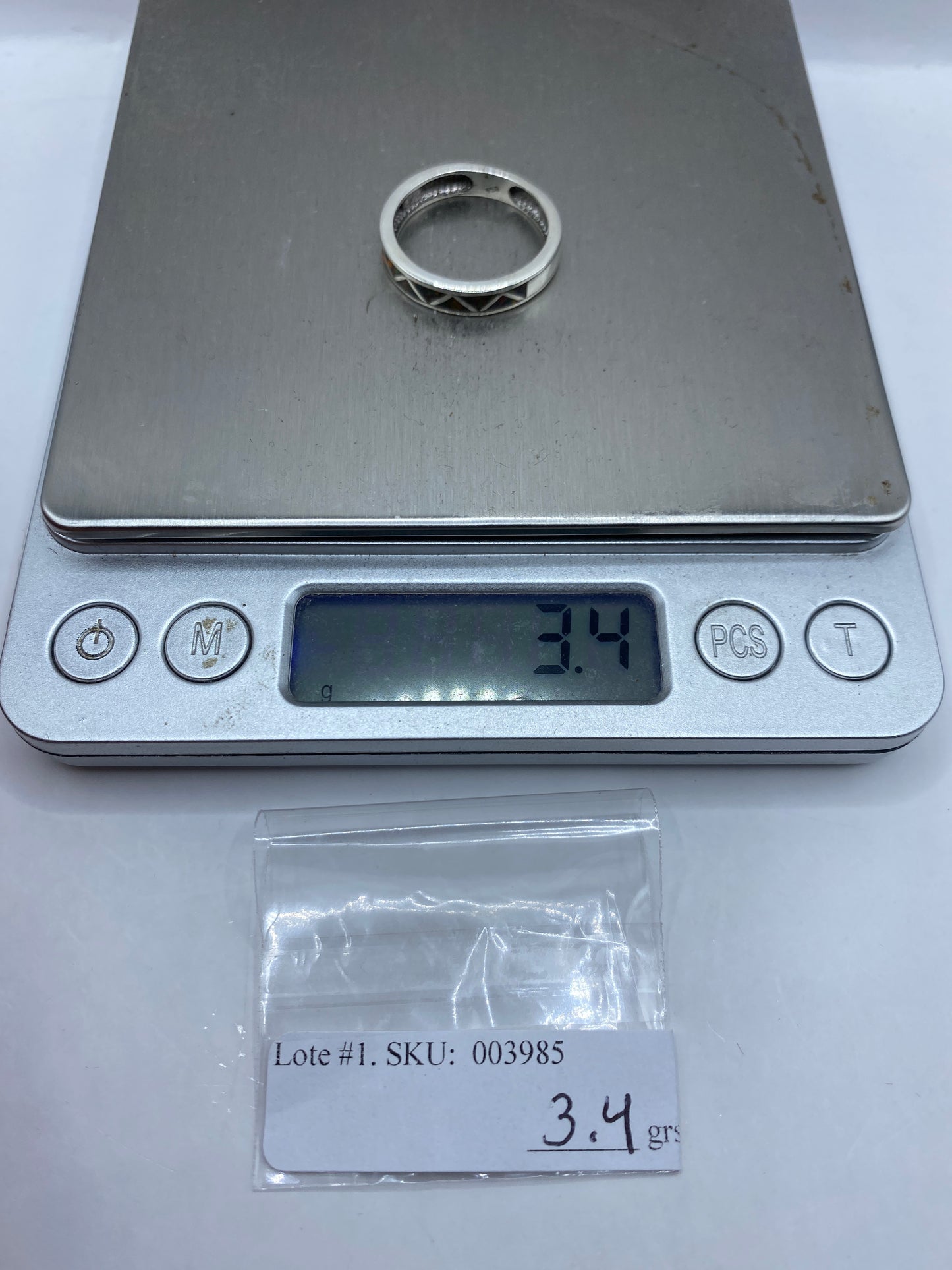 Anillo de Plata Ópalo de Fuego Geométrico — Pieza Única — foto 6