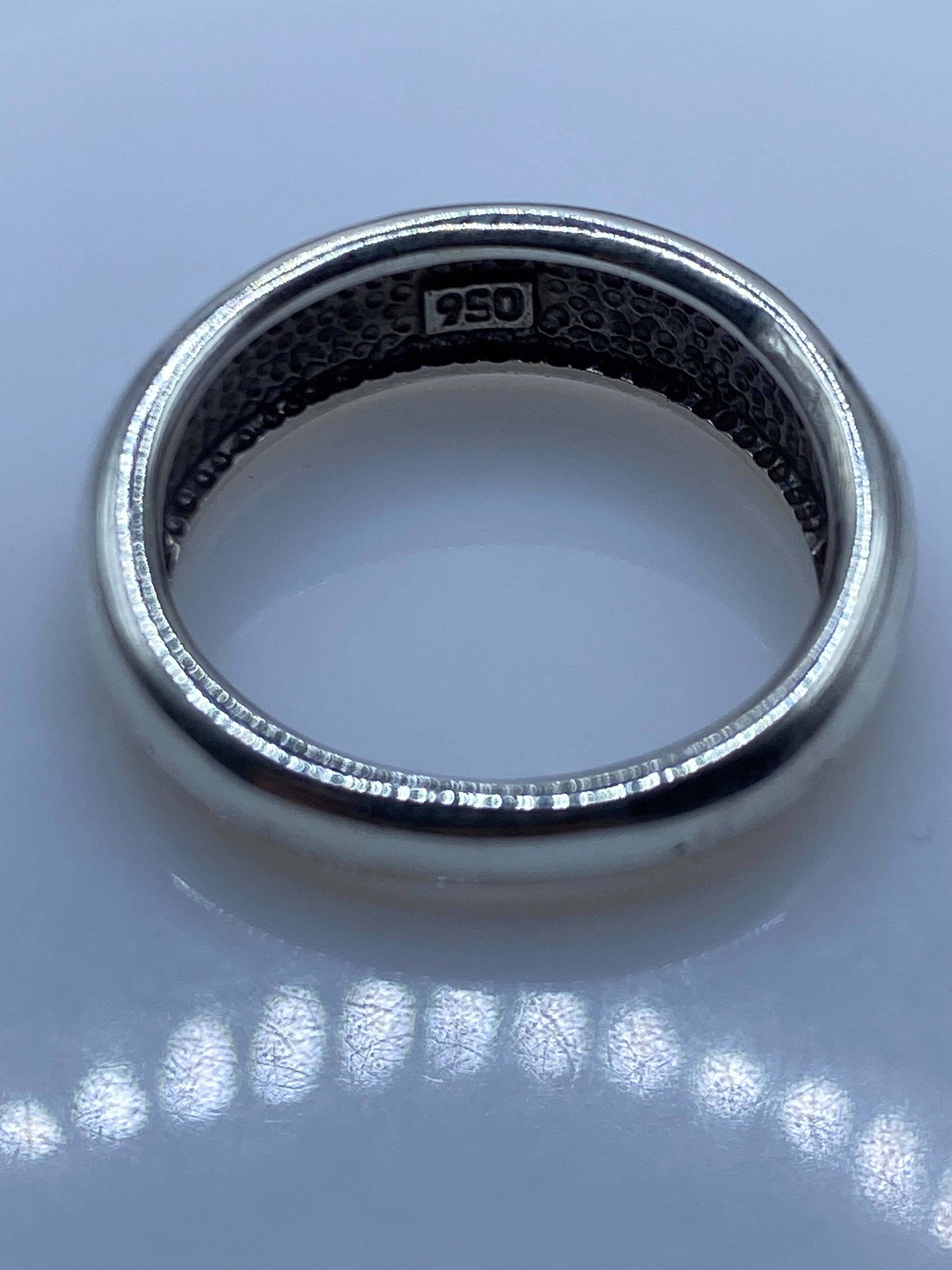 Anillo de Plata Ópalo de Fuego Azul Cielo — Banda Perlada — foto 5