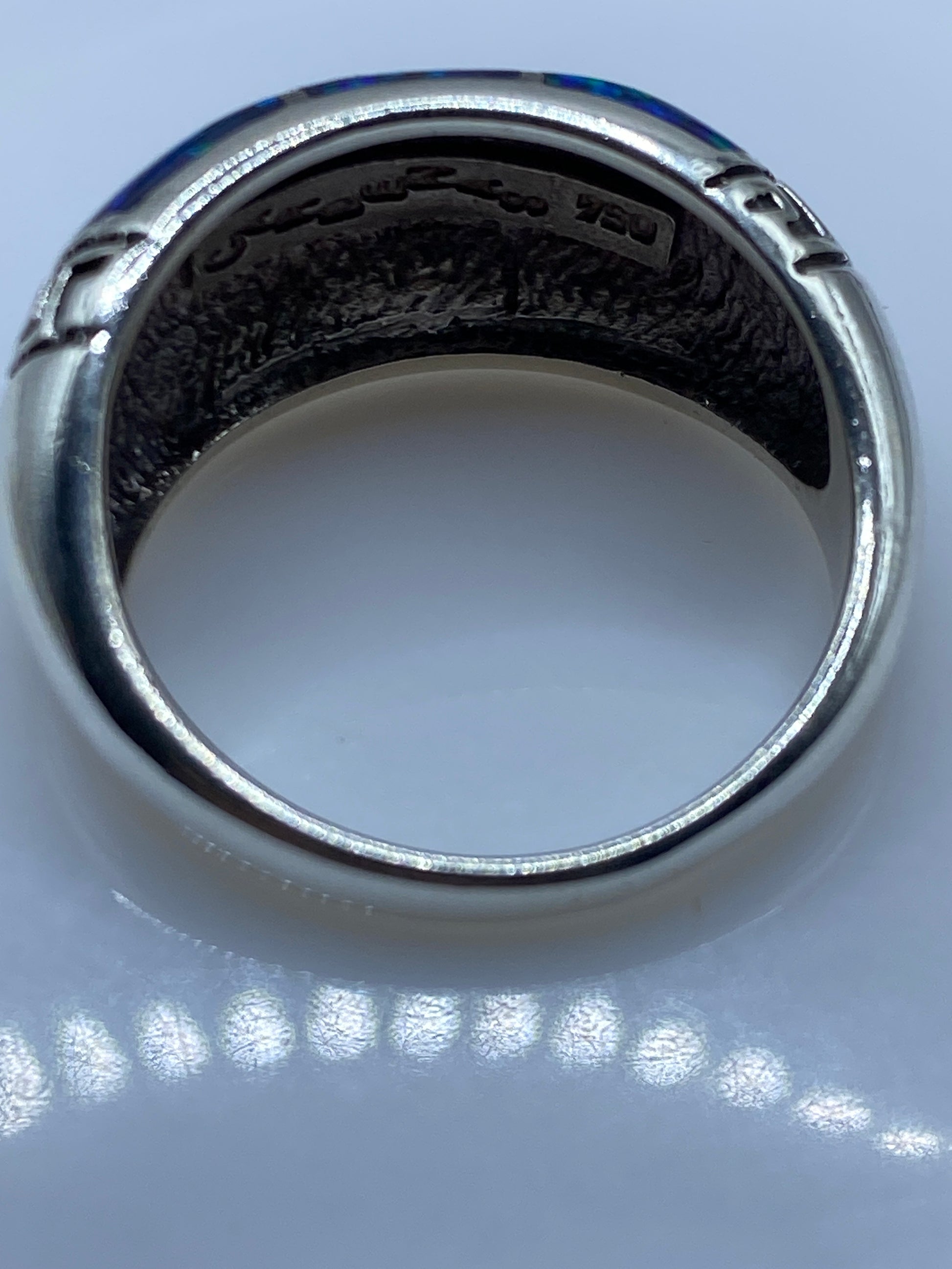 Anillo de Plata Ópalo de Fuego Azul — Diseño Étnico — foto 5