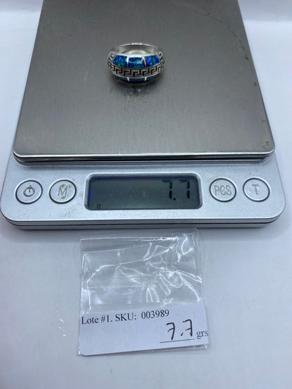Anillo de Plata Ópalo de Fuego Azul — Diseño Étnico — foto 6