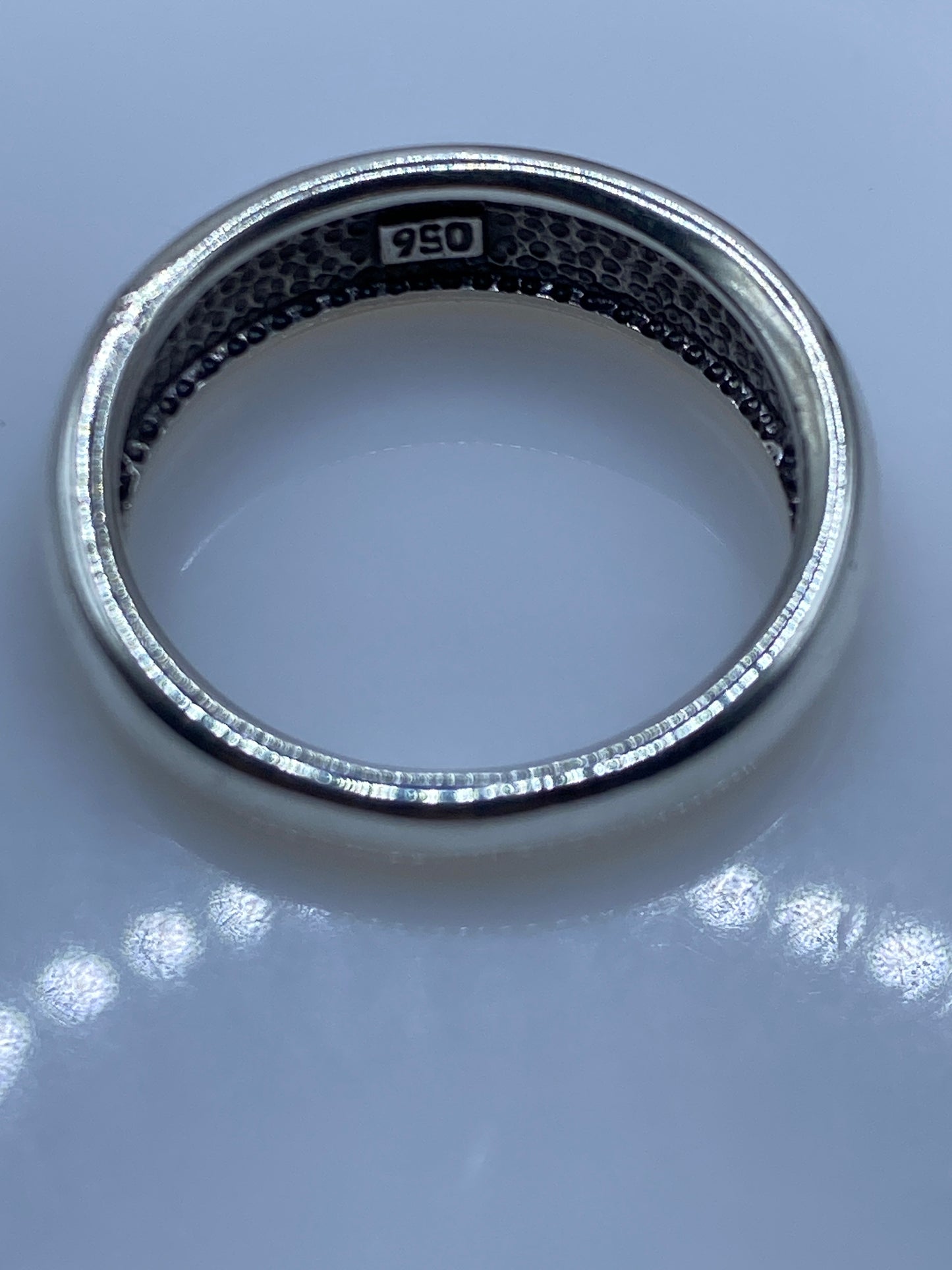 Anillo de Plata Ópalo de Fuego Verde — Banda Asimétrica .950 — foto 5