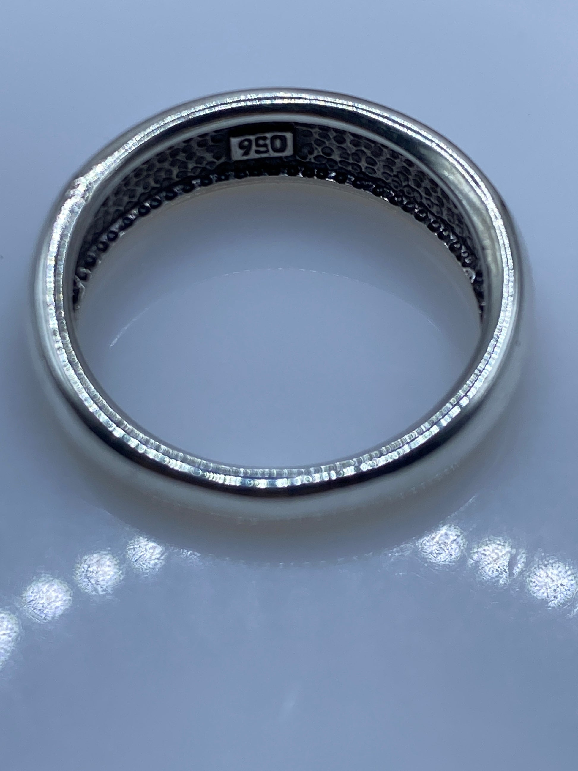 Anillo de Plata Ópalo de Fuego Verde — Banda Asimétrica .950 — foto 5