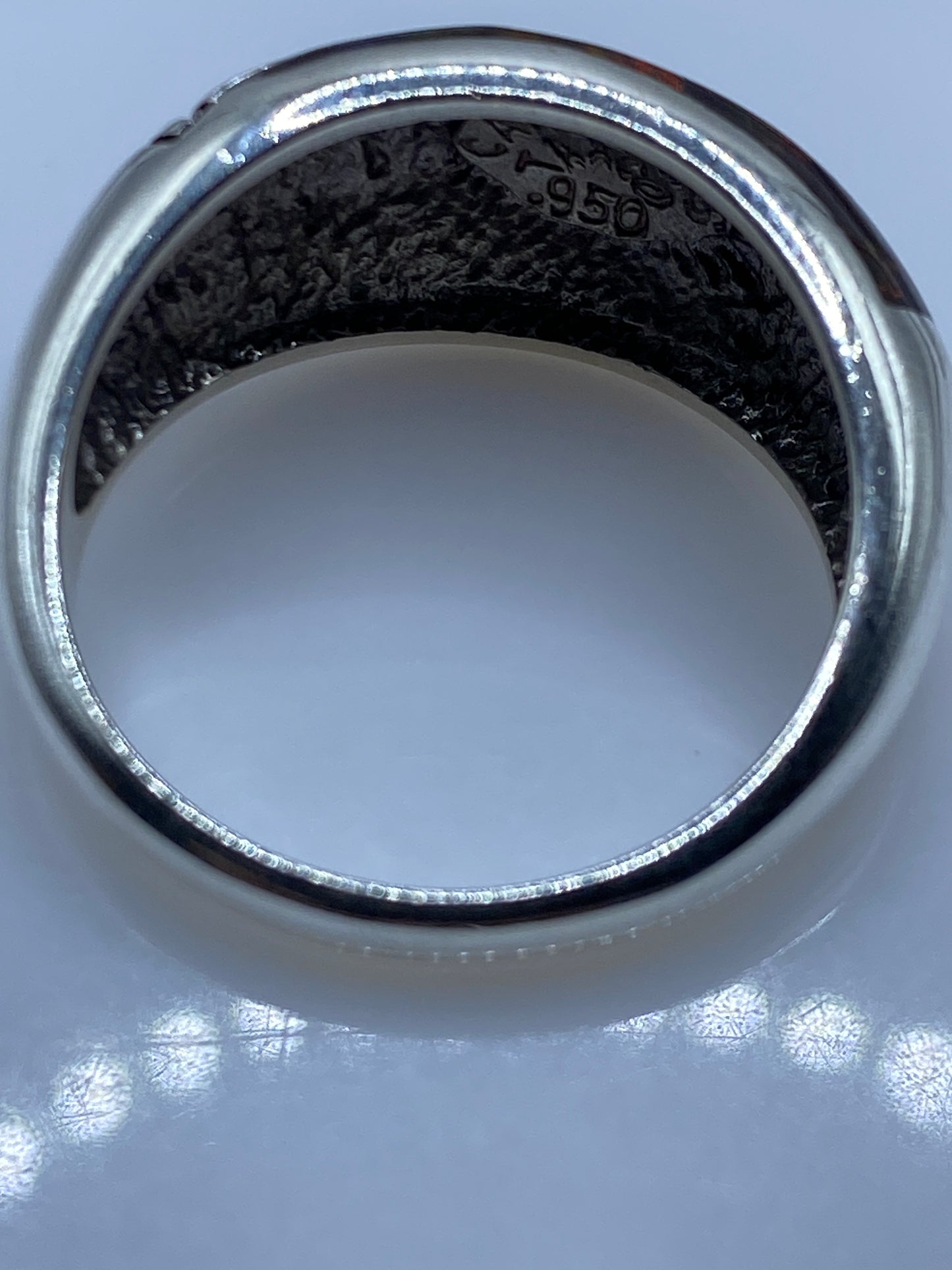 Anillo de Plata .950 Ópalo de Fuego Multicolor — Greca Étnica — foto 5
