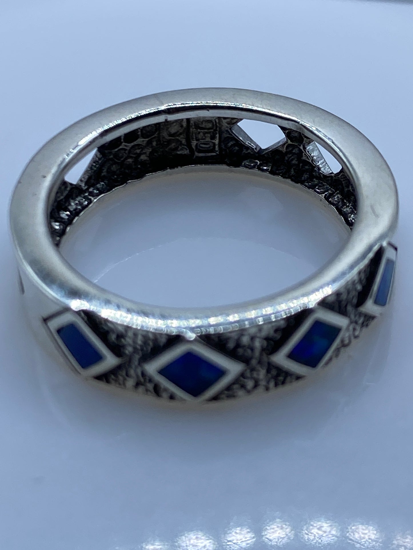 Anillo de Plata .950 Ópalo de Fuego Azul — Pieza Única — foto 5