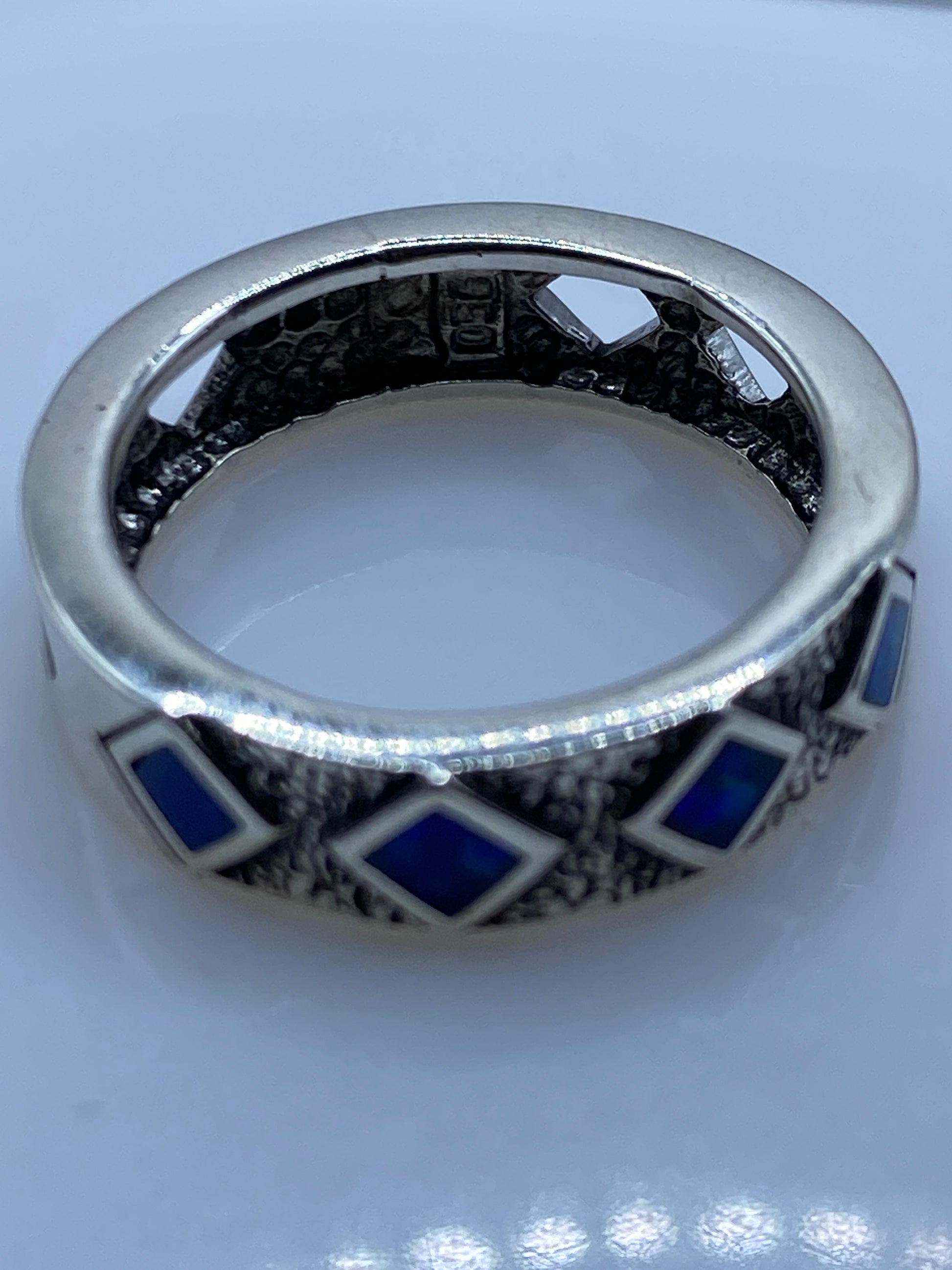 Anillo de Plata .950 Ópalo de Fuego Azul — Pieza Única — foto 5