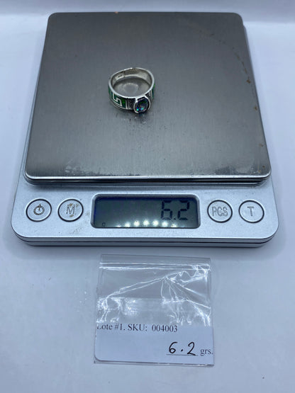 Anillo de Plata .950 Ópalo de Fuego Verde — Étnico Único — foto 6
