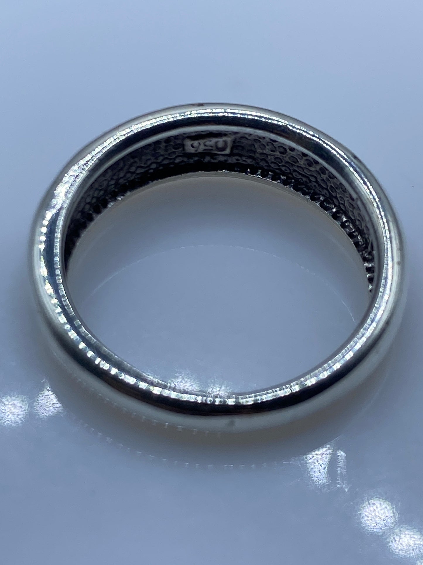Anillo de Plata Ópalo de Fuego Azul — Banda Moderna .950 — foto 5