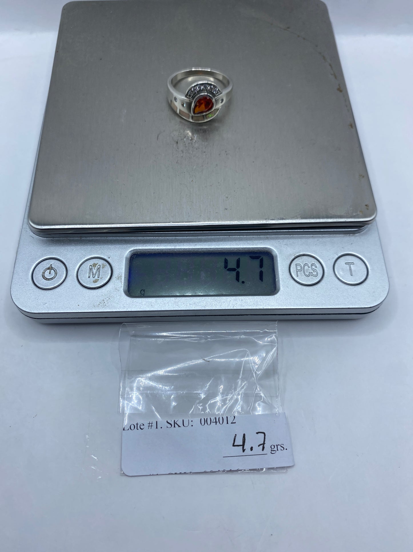 Anillo de Plata Ópalo de Fuego Geométrico — Diseño Moderno Taxco — foto 5