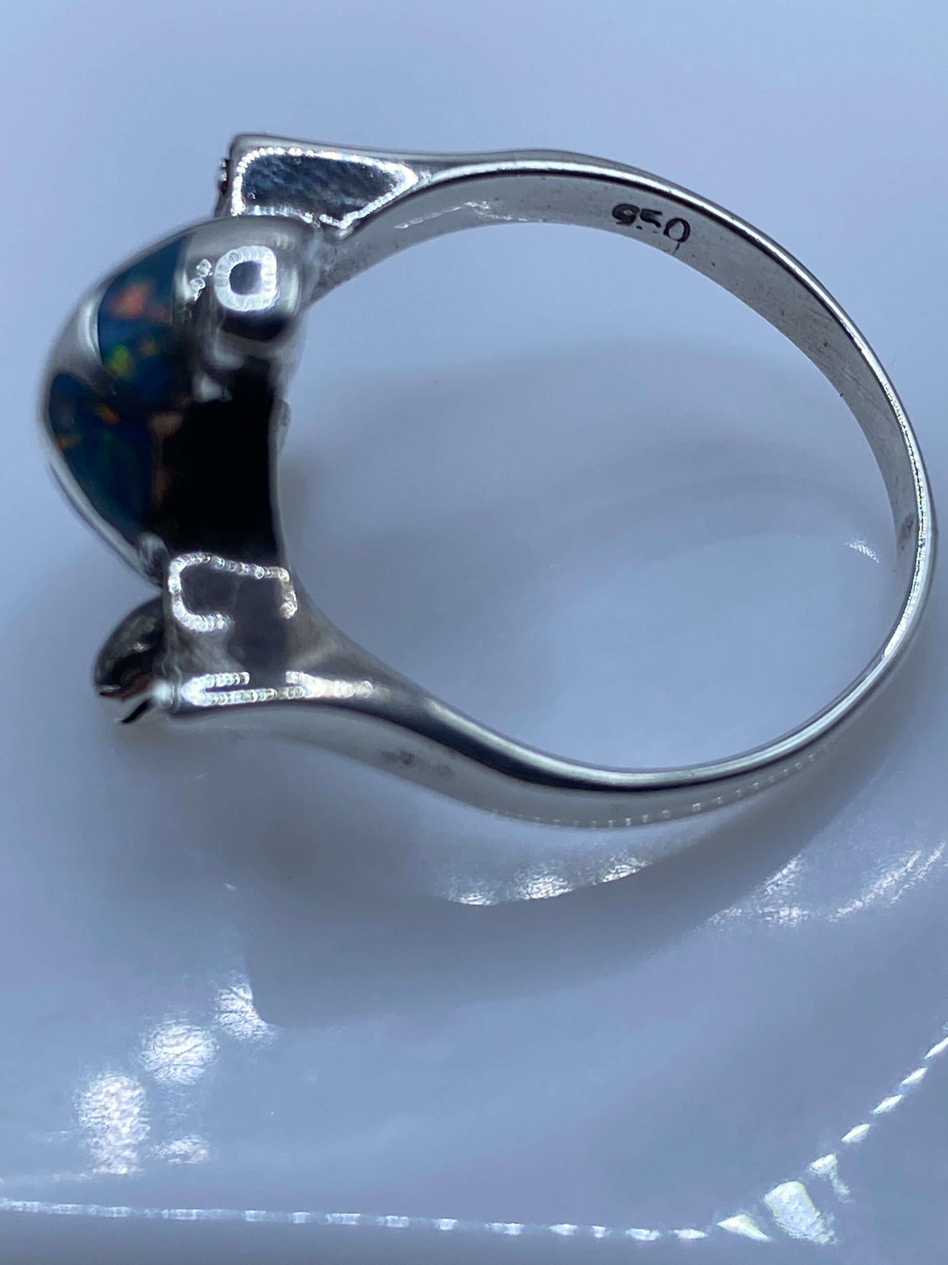 Anillo de Plata Tortuga Marina con Ópalo de Fuego Azul — foto 5
