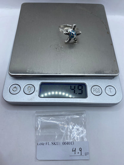 Anillo de Plata Tortuga Marina con Ópalo de Fuego Azul — foto 6
