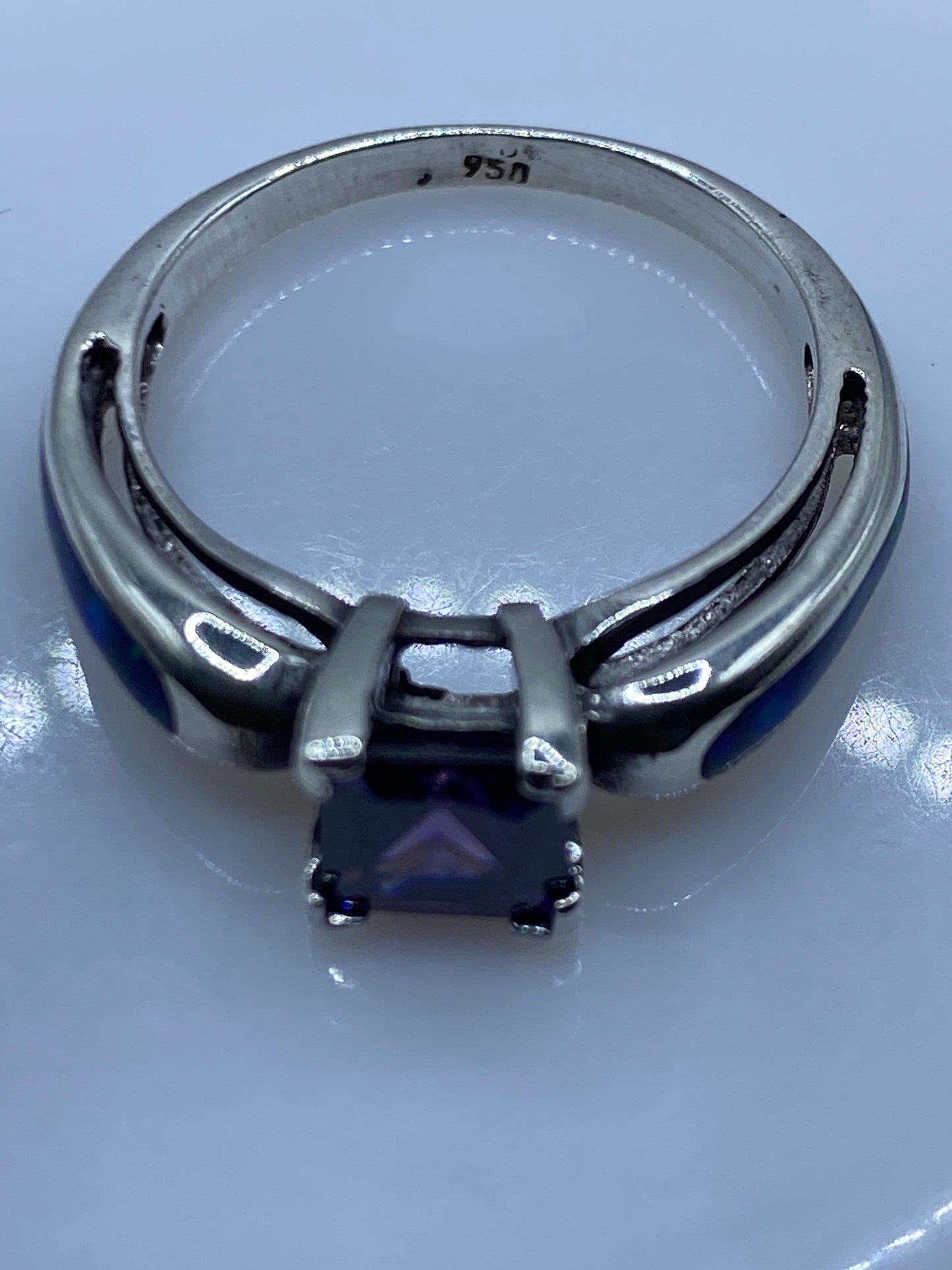 Anillo de Plata Ópalo de Fuego Azul — Solitario Artesanal — foto 5
