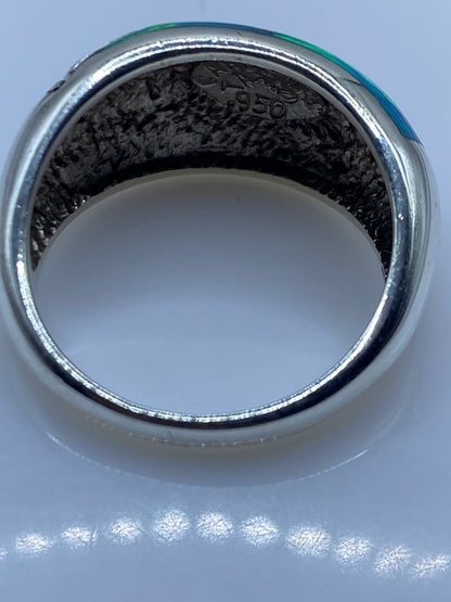 Anillo Ópalo de Fuego Azul Cielo — Diseño Étnico Taxco .950 — foto 5