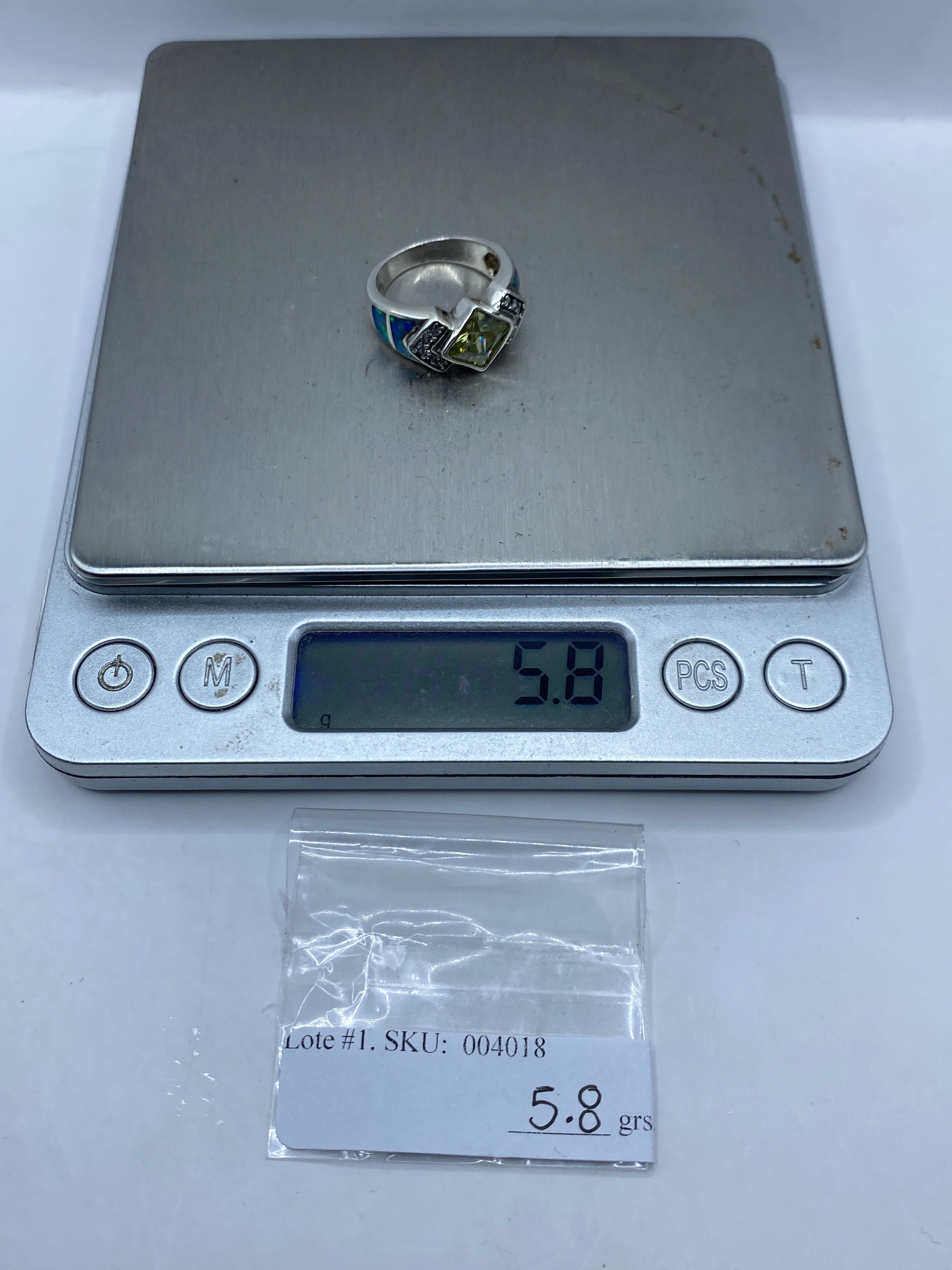 Anillo de Plata Ópalo de Fuego Azul — Solitario Estructurado — foto 6