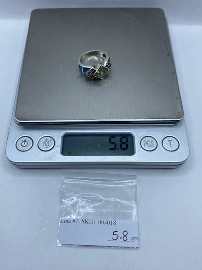 Anillo de Plata Ópalo de Fuego Azul — Solitario Estructurado — foto 6