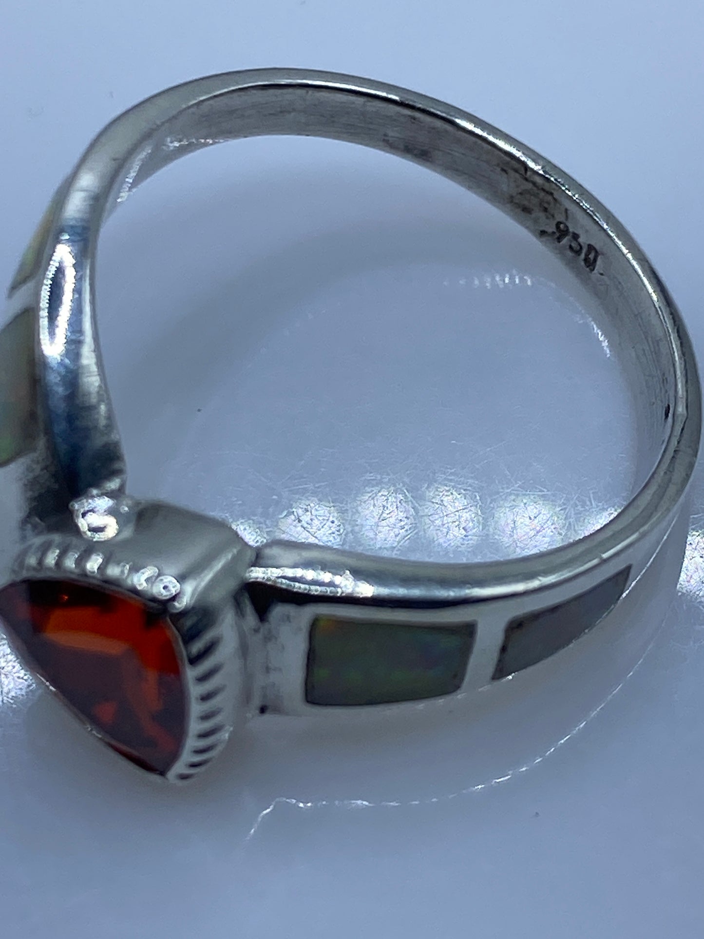 Anillo de Plata Ópalo de Fuego Solitario — Elegancia Natural — foto 5