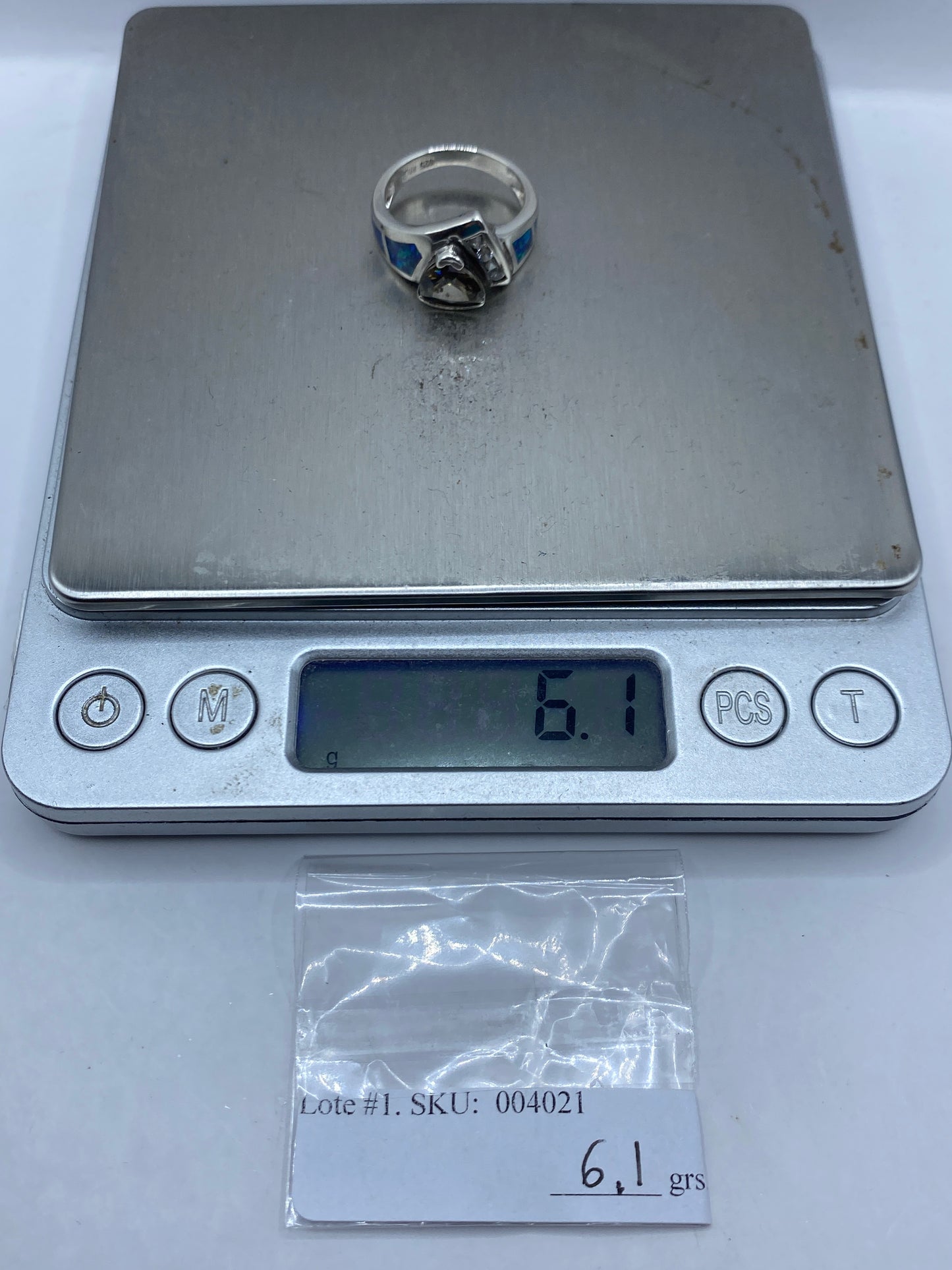 Anillo de Plata Ópalo de Fuego Azul — Coctel Artesanal — foto 6