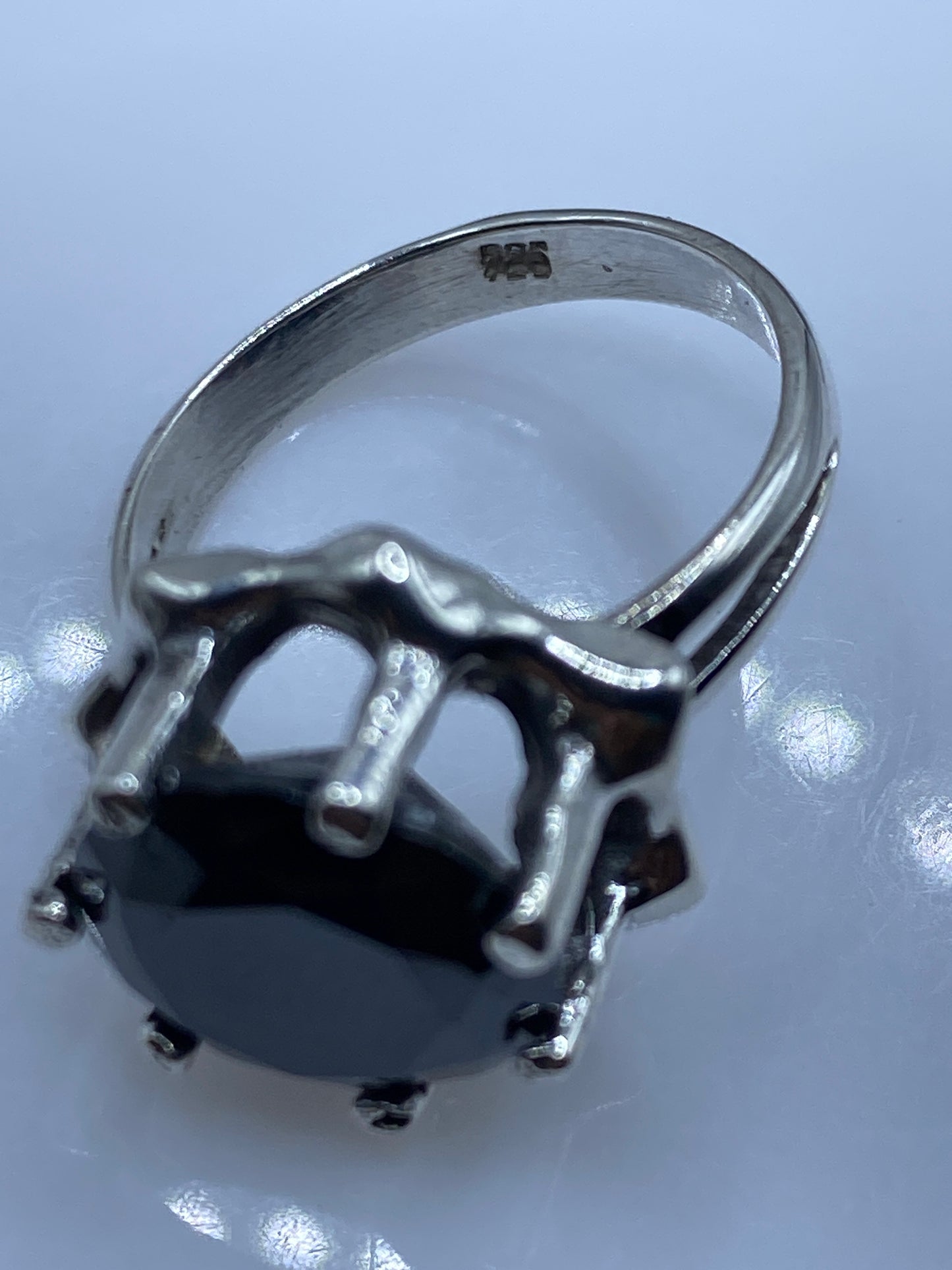 Anillo Solitario Plata Circonia Negra Facetada — foto 5