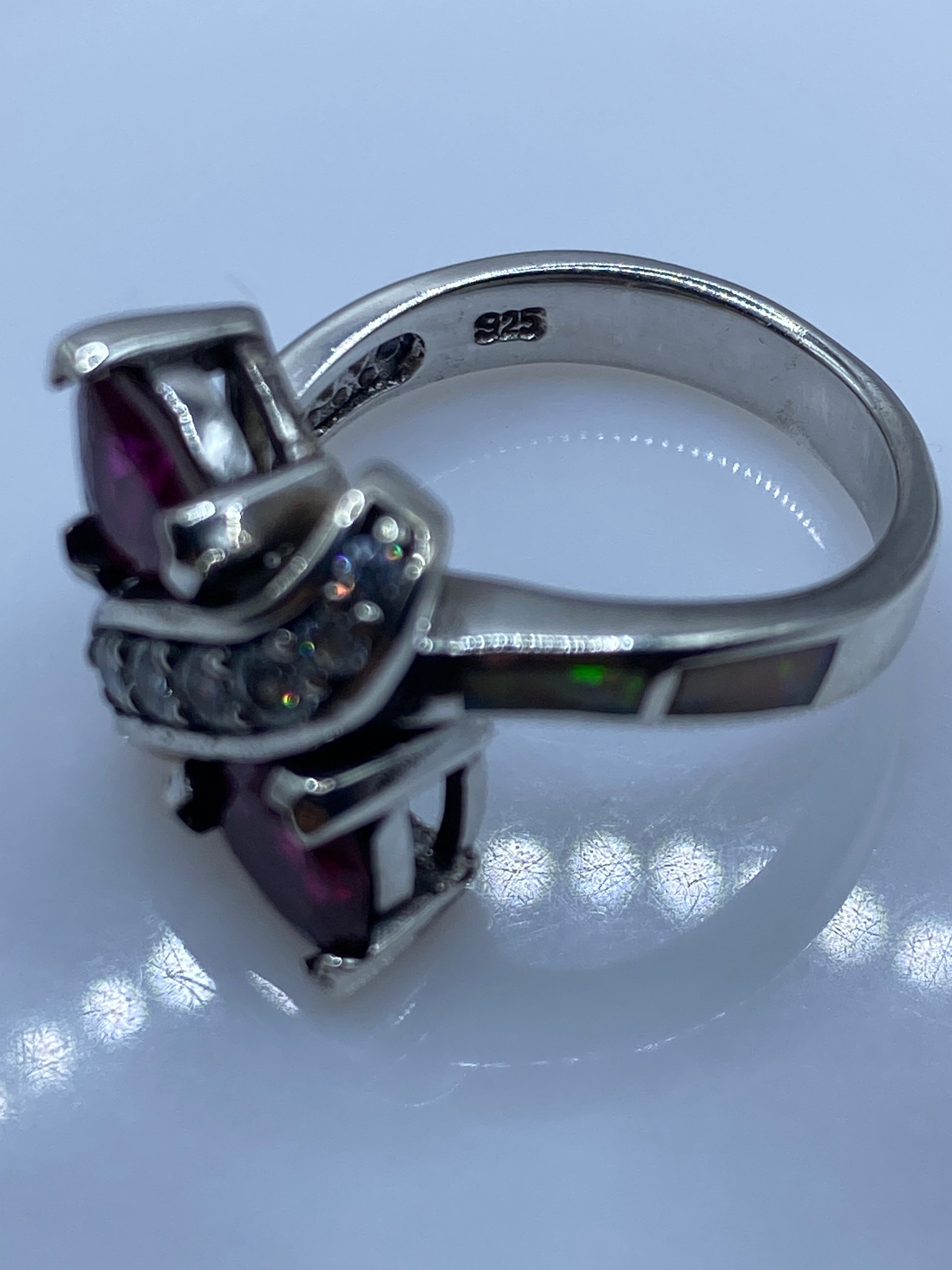 Anillo de Plata Ópalo de Fuego Solitario — Fuego Natural — foto 5