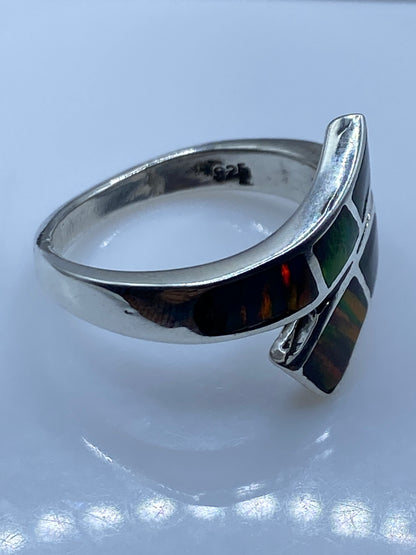 Anillo Ópalo de Fuego Multicolor — Plata .925 Taxco — foto 5