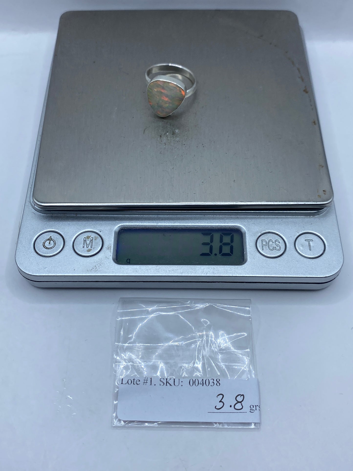 Anillo de Plata Ópalo de Fuego Ajustable — Solitario Taxco — foto 5
