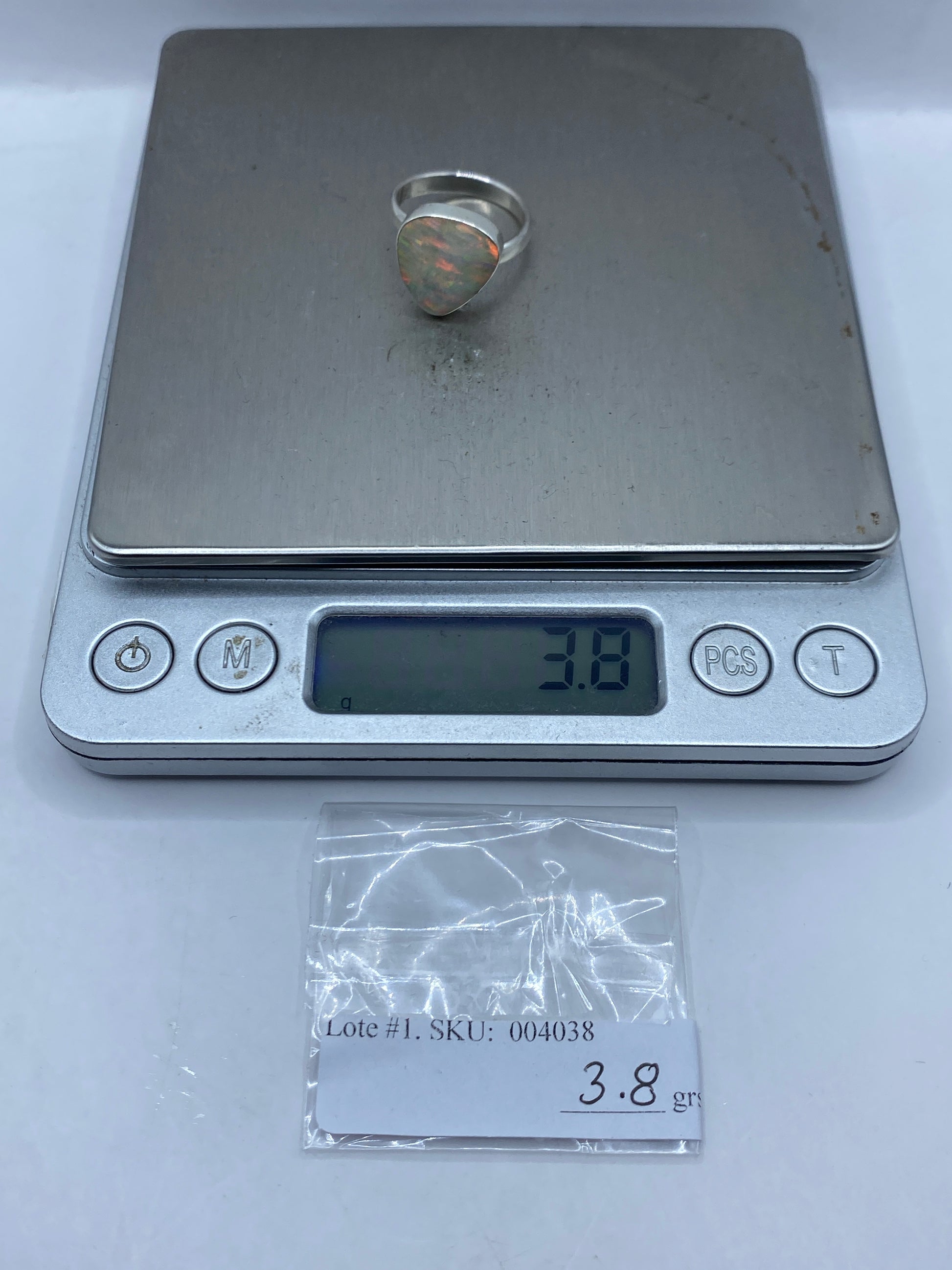 Anillo de Plata Ópalo de Fuego Ajustable — Solitario Taxco — foto 5