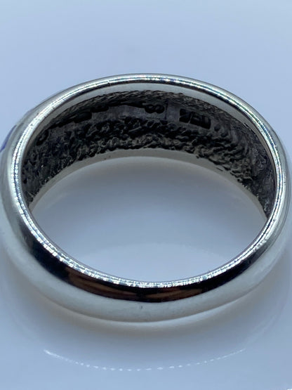 Anillo Plata .950 Ópalo de Fuego Azul — Diseño Étnico — foto 5