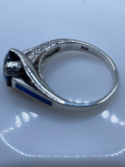 Anillo de Plata Ópalo de Fuego Azul — Solitario Elegante — foto 5