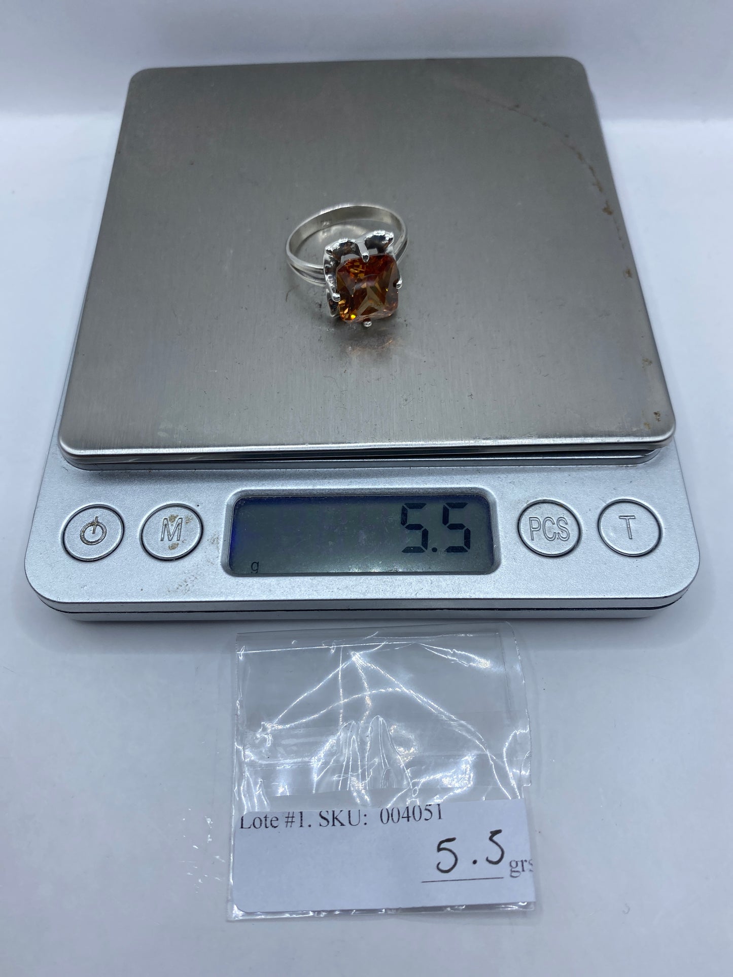 Anillo de Plata Solitario Circonia Ámbar — Taxco .925 — foto 6