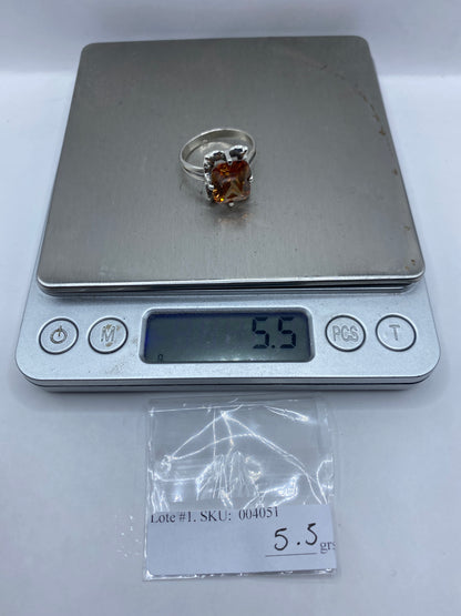 Anillo de Plata Solitario Circonia Ámbar — Taxco .925 — foto 6