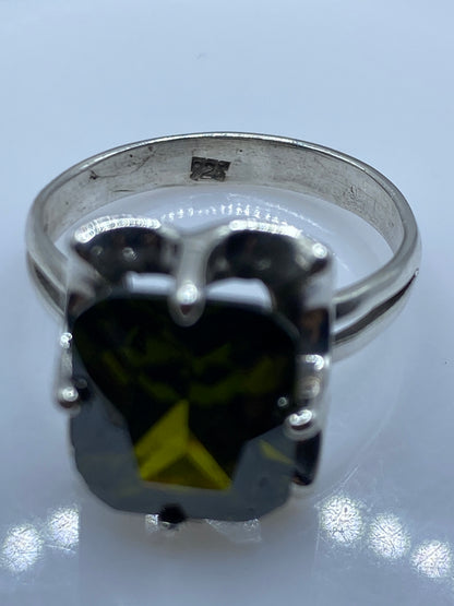 Anillo Solitario Circonia Verde Olivo — Plata .925 Taxco — foto 5
