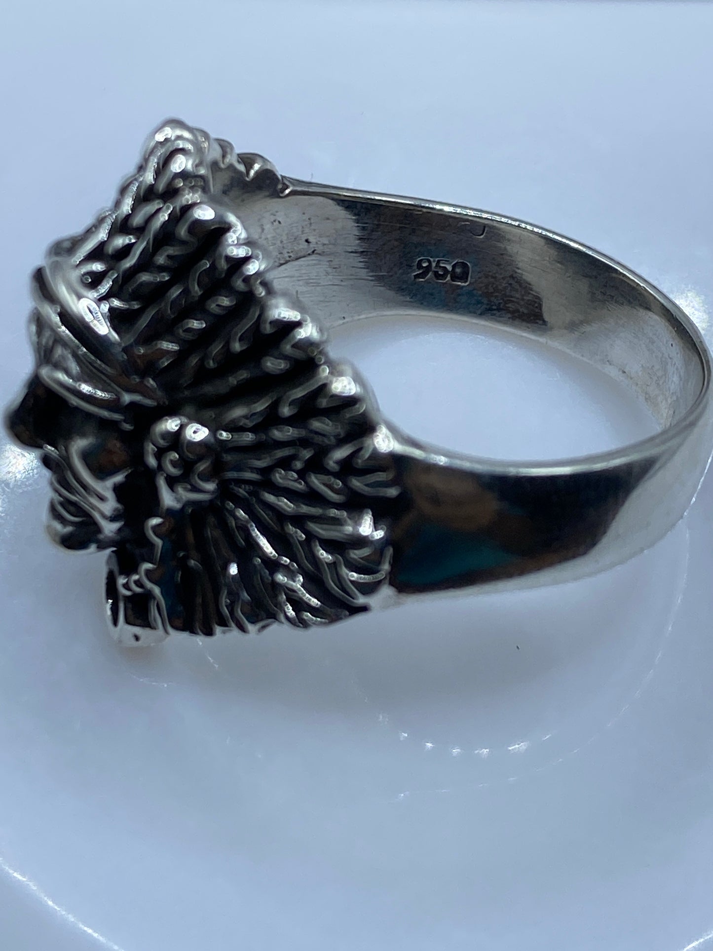 Anillo Plata .950 Cabeza Tocado Prehispánico — Taxco Artesanal — foto 5
