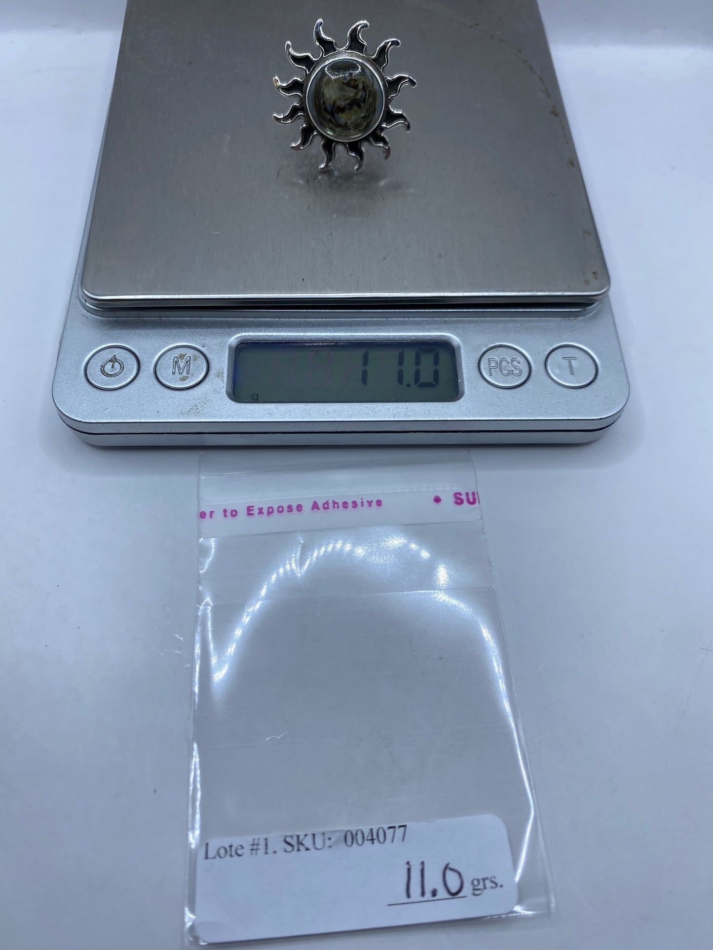 Anillo Sol de Plata Ajustable con Piedra Natural — Étnico Taxco — foto 6